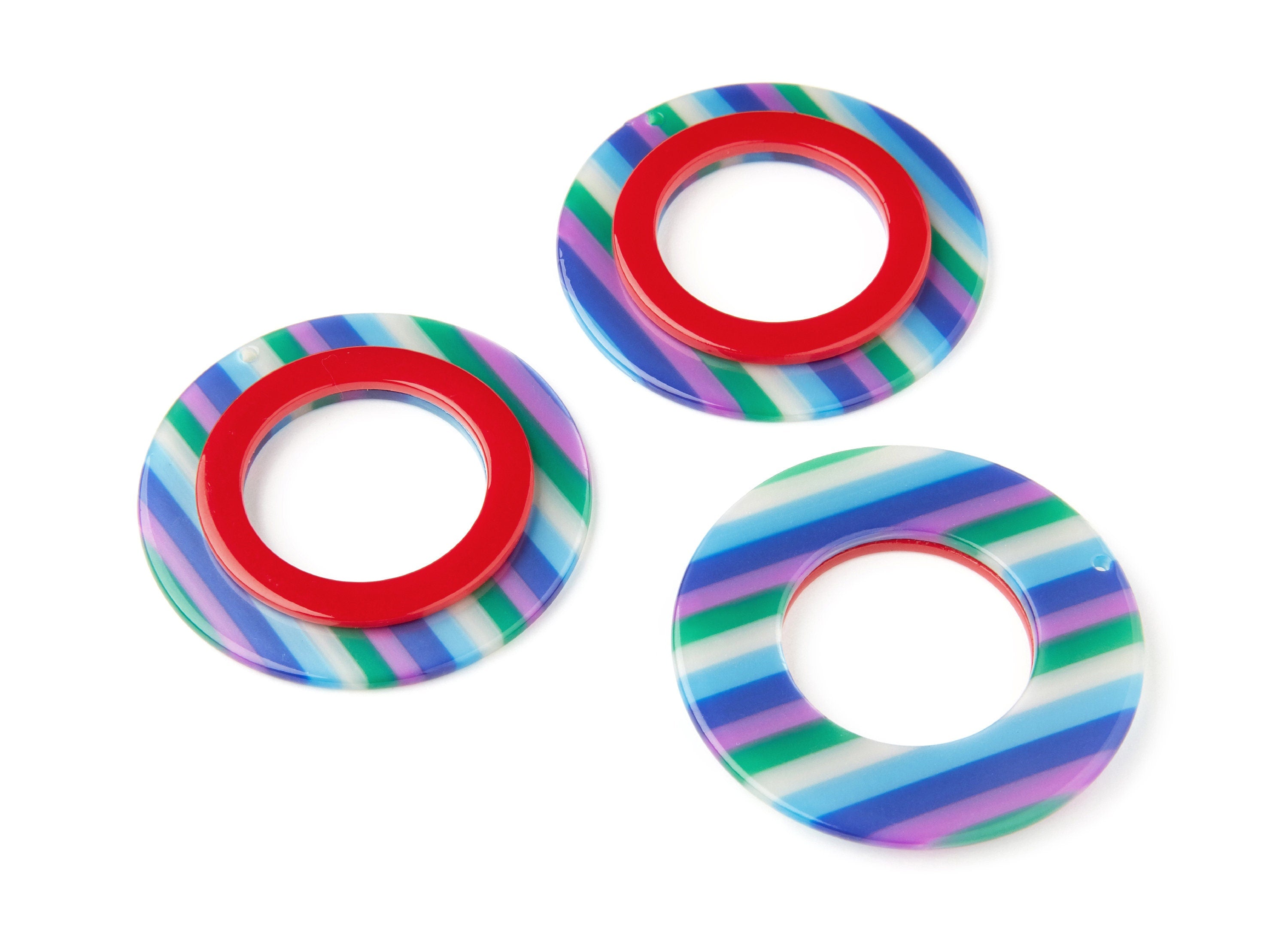 Acetate Hoop Earrings Charms - Round Circle Pendant - Earring Findings - Jewelry Supplies - Color Code: A108 - 53.35x53.35x4.92mm - AC1299B - DOMEDBAZAAR
