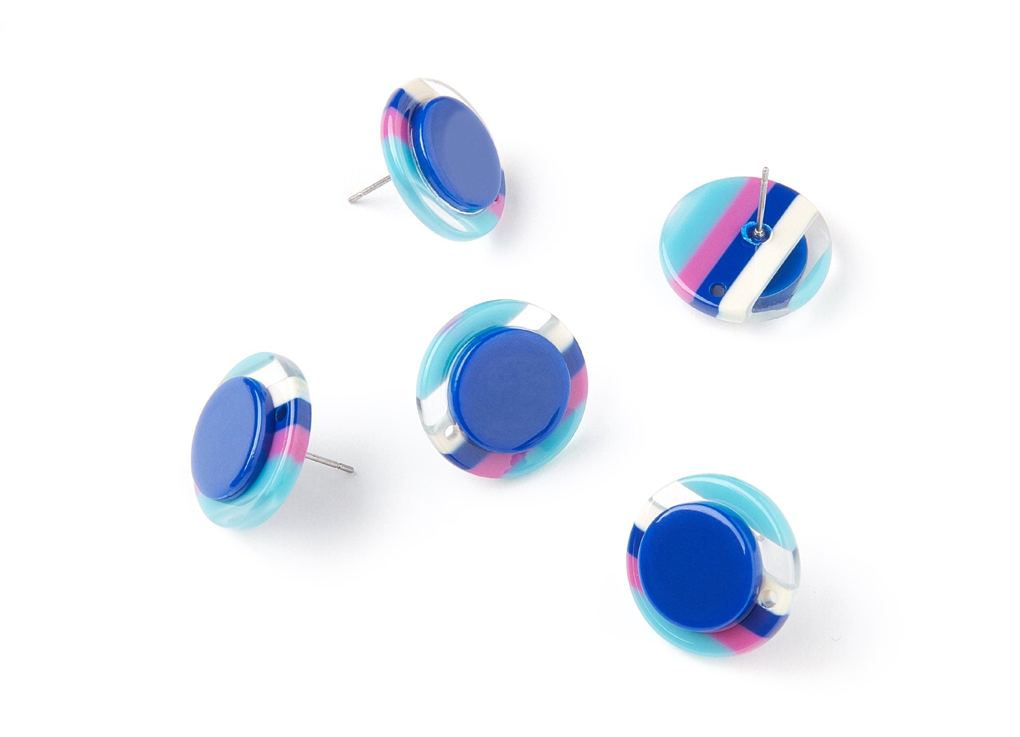 Acetate Circle Earring Post - Circle Earring Stud - Earring Post - Jewelry Supplies - Color Code: A109 - 19.44x19.44x5mm - AC1300A - DOMEDBAZAAR
