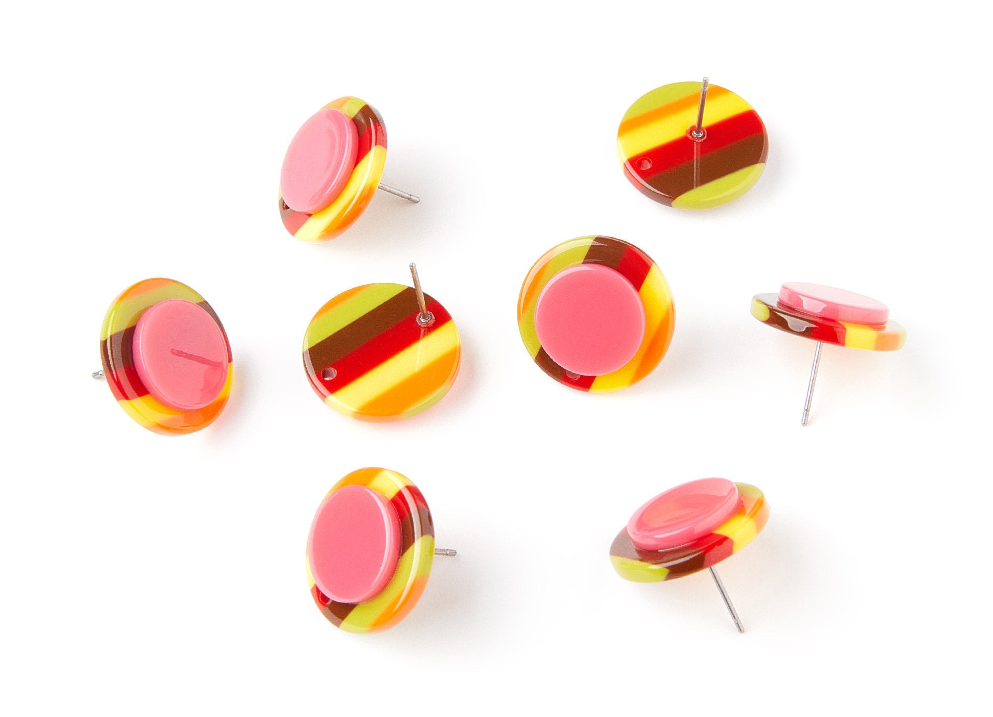 Acetate Circle Earring Post - Circle Earring Stud - Earring Post - Jewelry Supplies - Color Code: A107 - 19.44x19.44x5mm - AC1300D - DOMEDBAZAAR