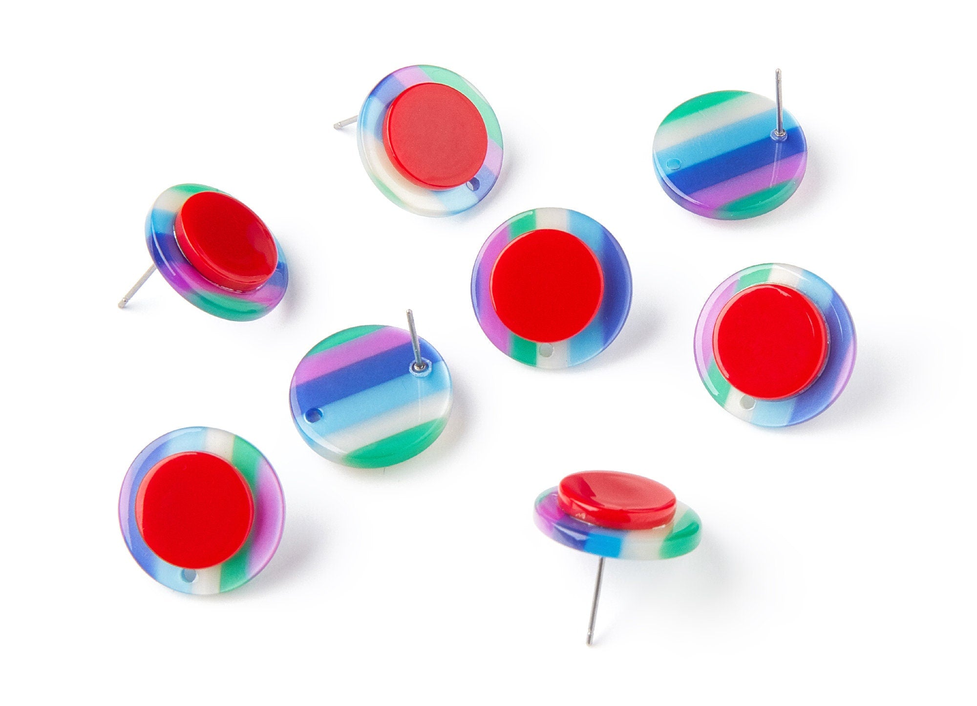 Acetate Circle Earring Stud - Acetate Roud Earring Post - Earring Post - Jewelry Supplies - Color Code: A108 - 19.44x19.44x5mm - AC1300E - DOMEDBAZAAR