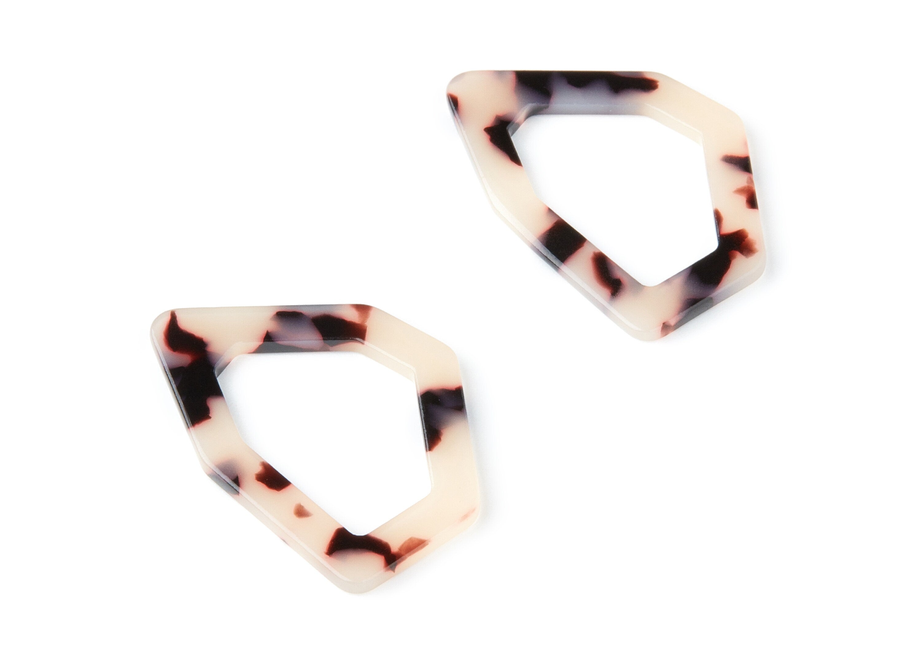 Acetate Acrylic Earring Charms - Blonde Tortoise Shell Earrings - Geometric Shaped Pendant - Color Code: A06 - 40,25x28x2,95mm - AC1281D - DOMEDBAZAAR