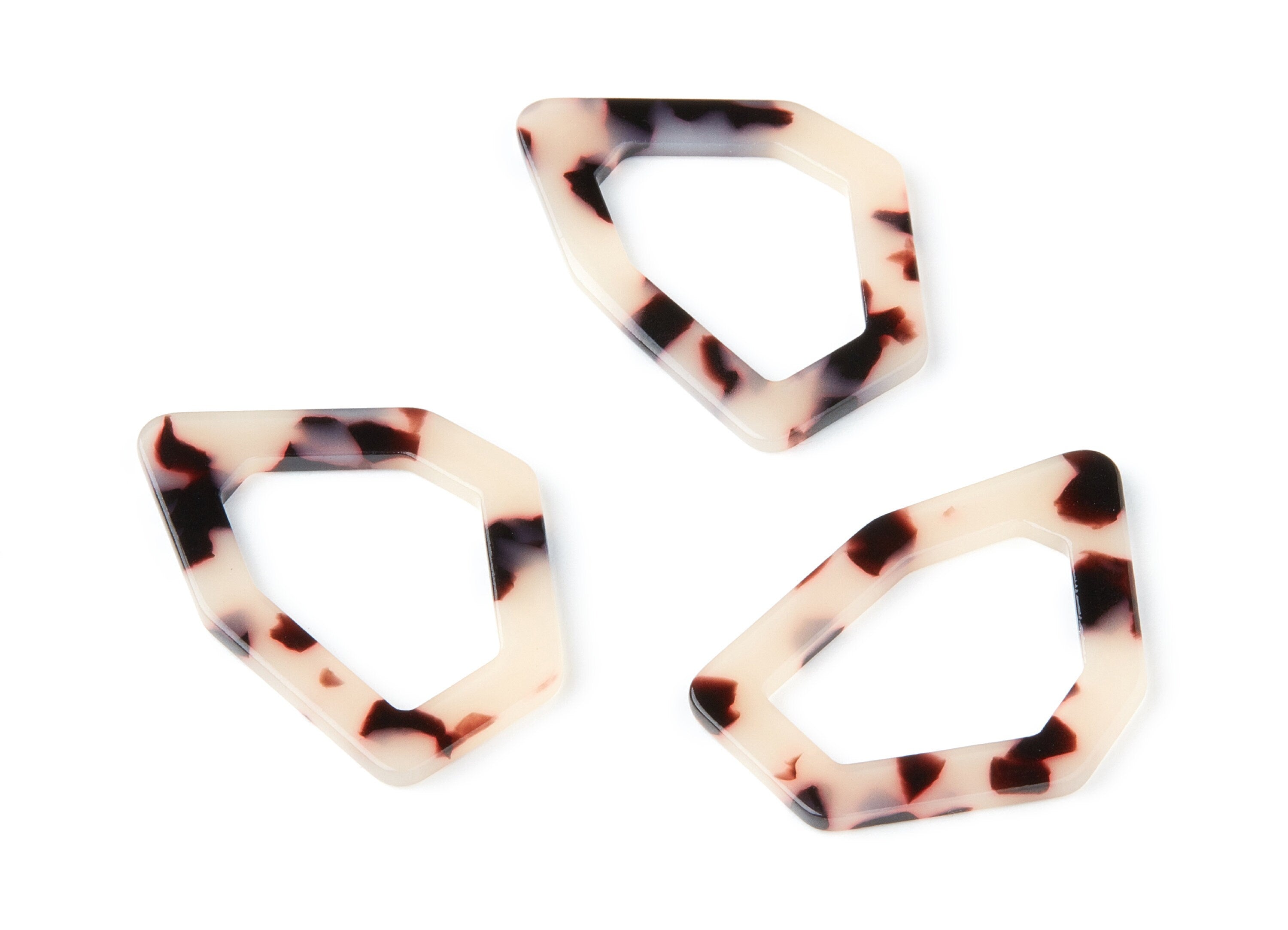 Acetate Acrylic Earring Charms - Blonde Tortoise Shell Earrings - Geometric Shaped Pendant - Color Code: A06 - 40,25x28x2,95mm - AC1281D - DOMEDBAZAAR