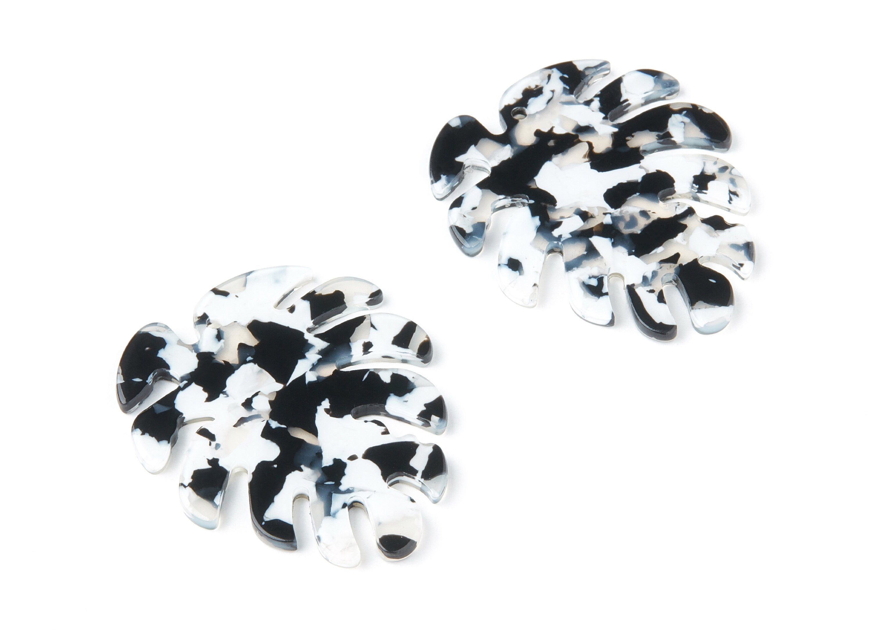 Acetate Leaf Earring Charms - Monstera Leaf Pendant - Earring Findings - Jewelry Supplies - 45.15x38x2.38mm - AC1199C - DOMEDBAZAAR