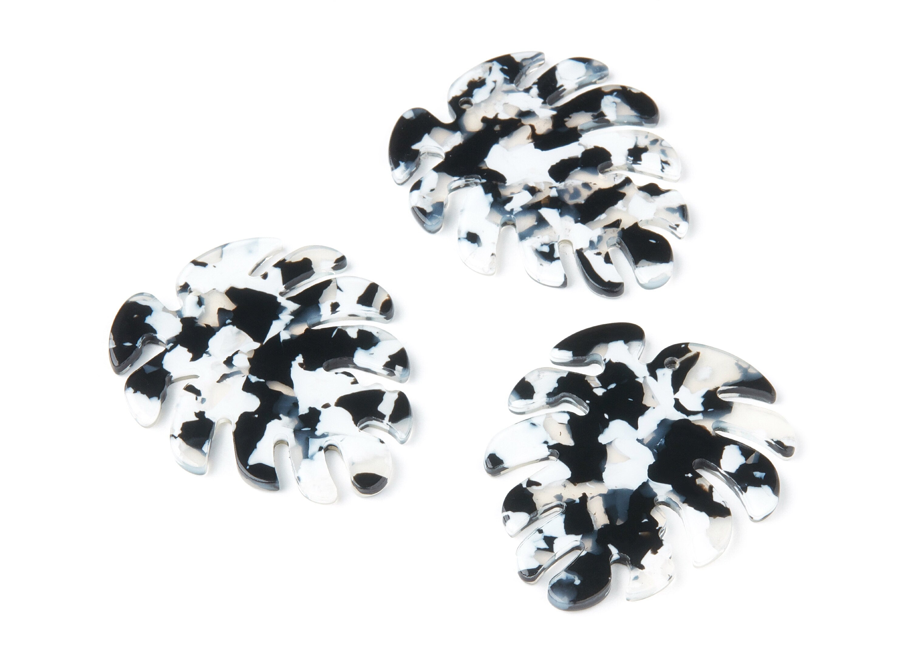Acetate Leaf Earring Charms - Monstera Leaf Pendant - Earring Findings - Jewelry Supplies - 45.15x38x2.38mm - AC1199C - DOMEDBAZAAR