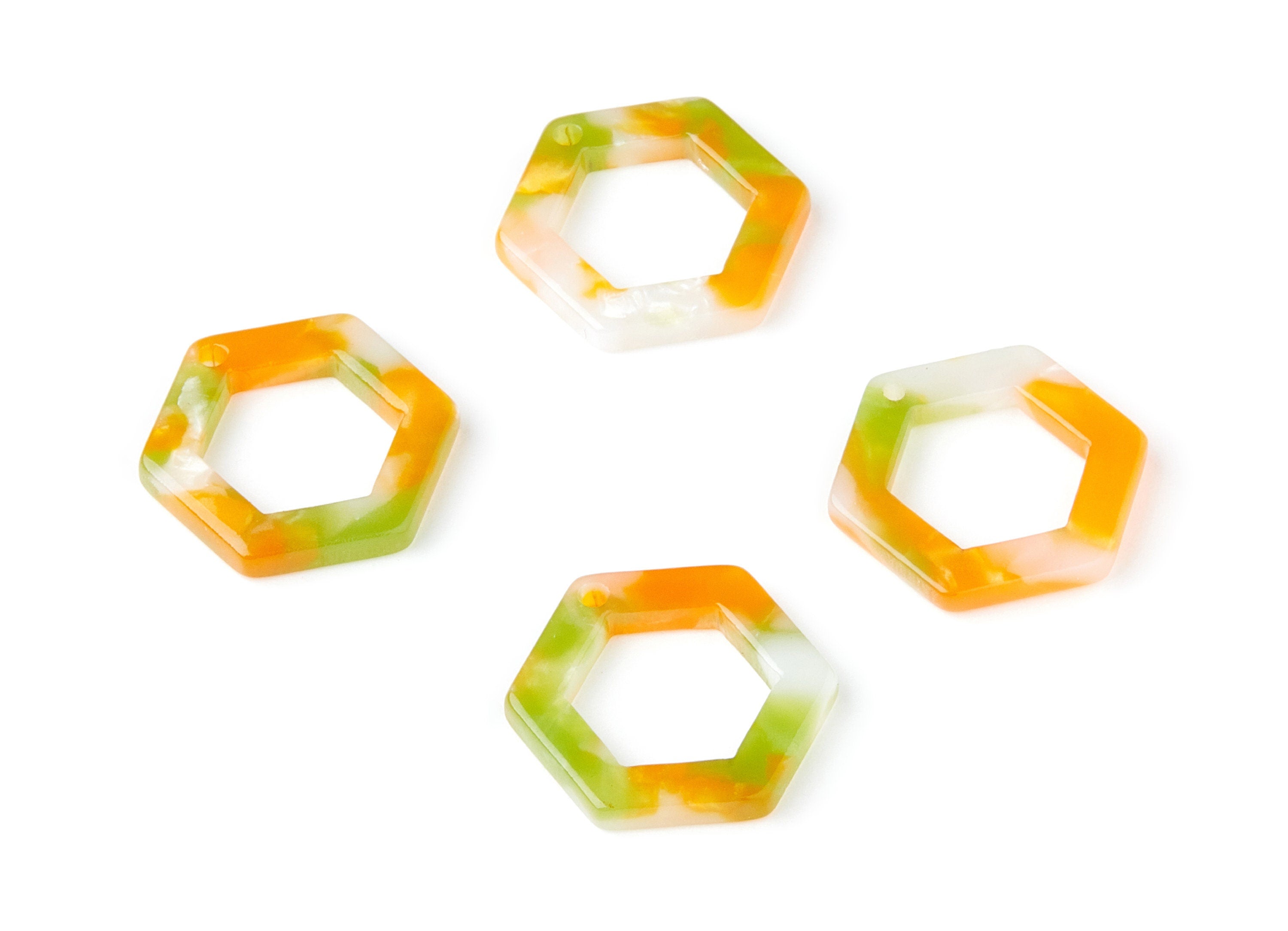 Acetate Hexagon Earring Charms - Hexagon Shaped Pendant - Earring Findings - Jewelry Supplies - Color Code: A89 - 20x18.1x2.6mm - AC1122H - DOMEDBAZAAR