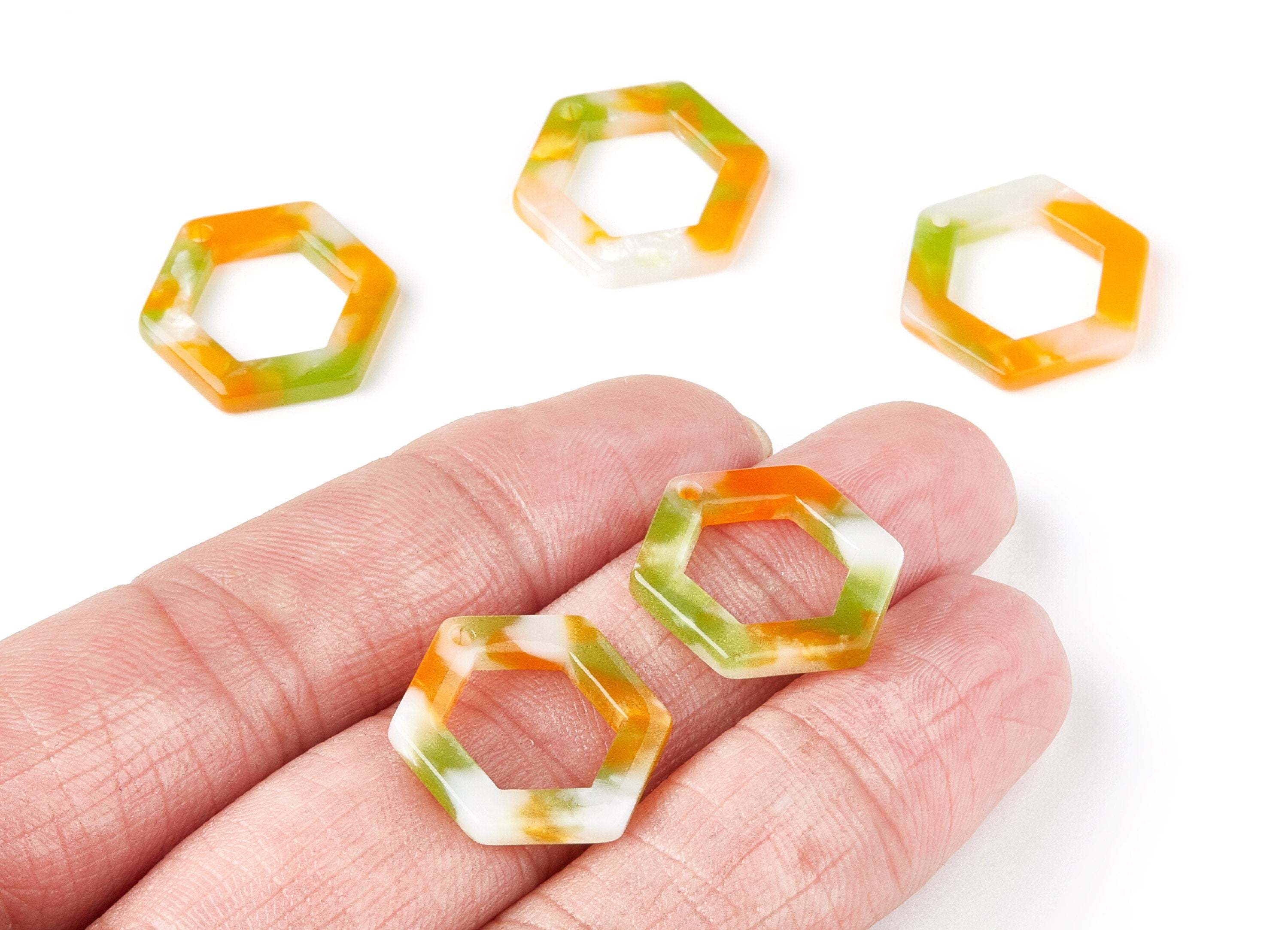 Acetate Hexagon Earring Charms - Hexagon Shaped Pendant - Earring Findings - Jewelry Supplies - Color Code: A89 - 20x18.1x2.6mm - AC1122H - DOMEDBAZAAR