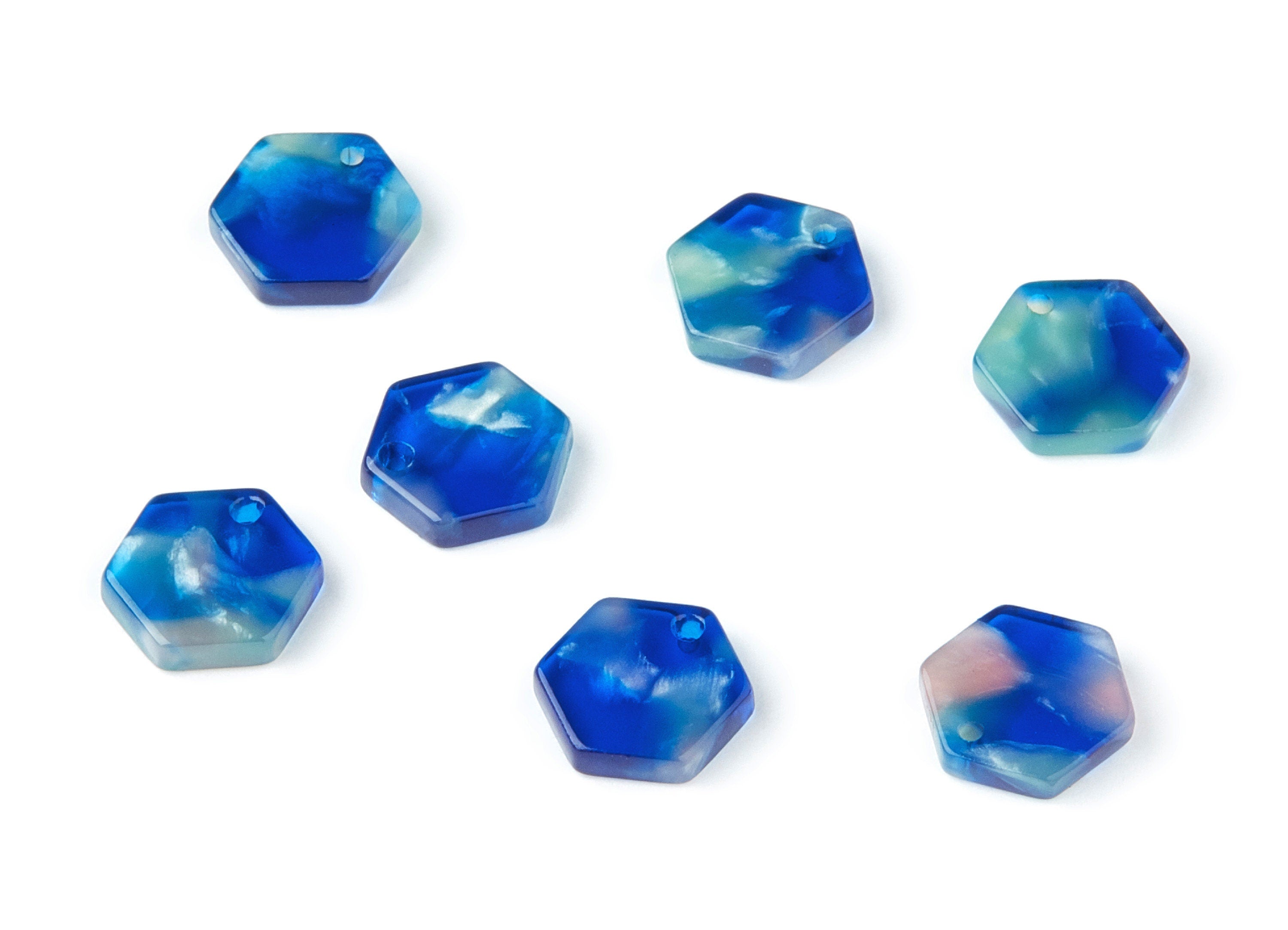 Acetate Hexagon Earring Charms - Acrylic Hexagon Pendant - Earring Findings - Jewelry Supplies - Color Code: A37 - 12x11x2.56mm - AC1121G - DOMEDBAZAAR