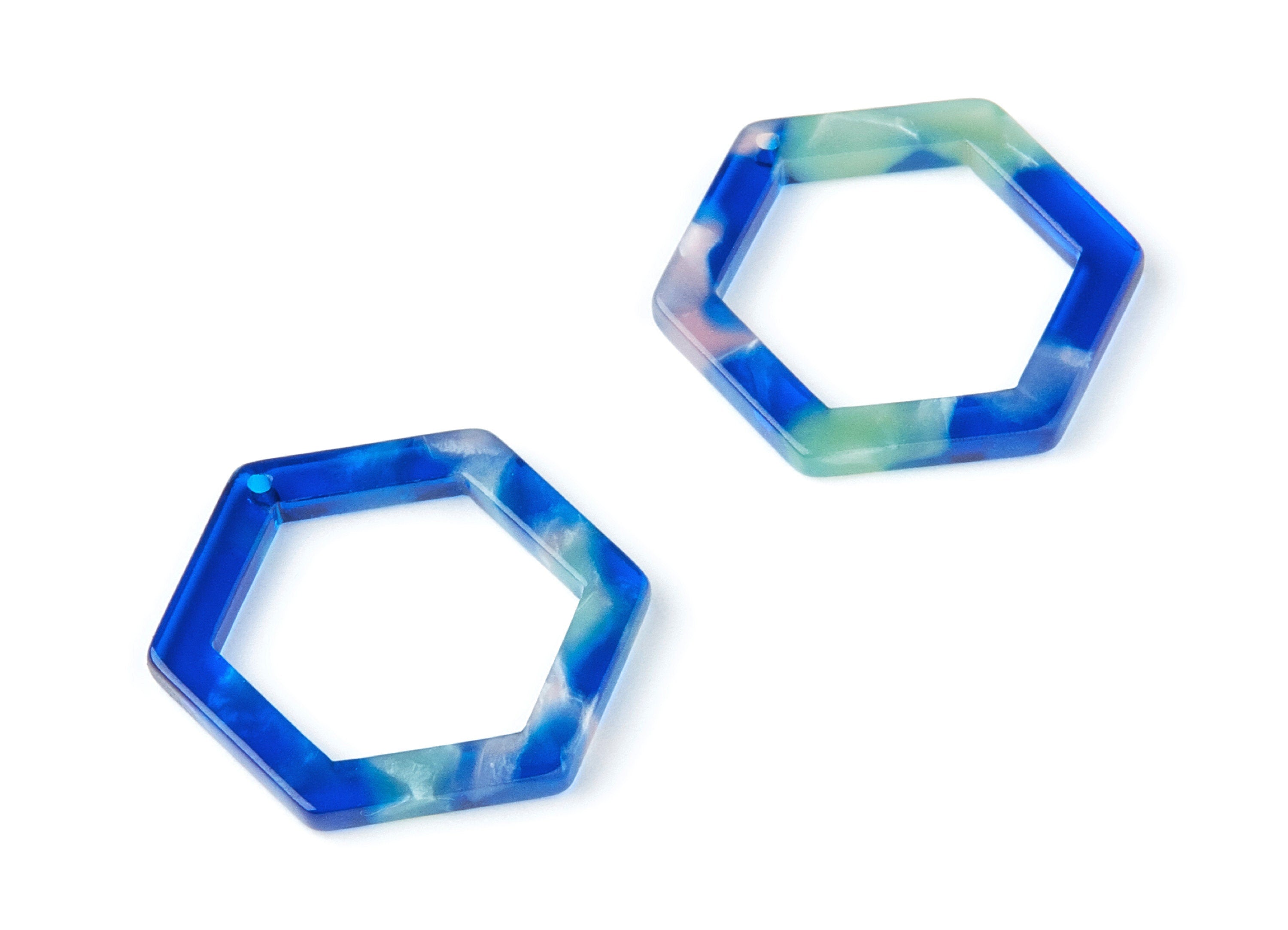 Acetate Hexagon Earring Charms - Hexagon Shaped Pendant - Earring Findings - Jewelry Supplies - Color Code: A37 - 28.18x25x2.66mm - AC1123G - DOMEDBAZAAR