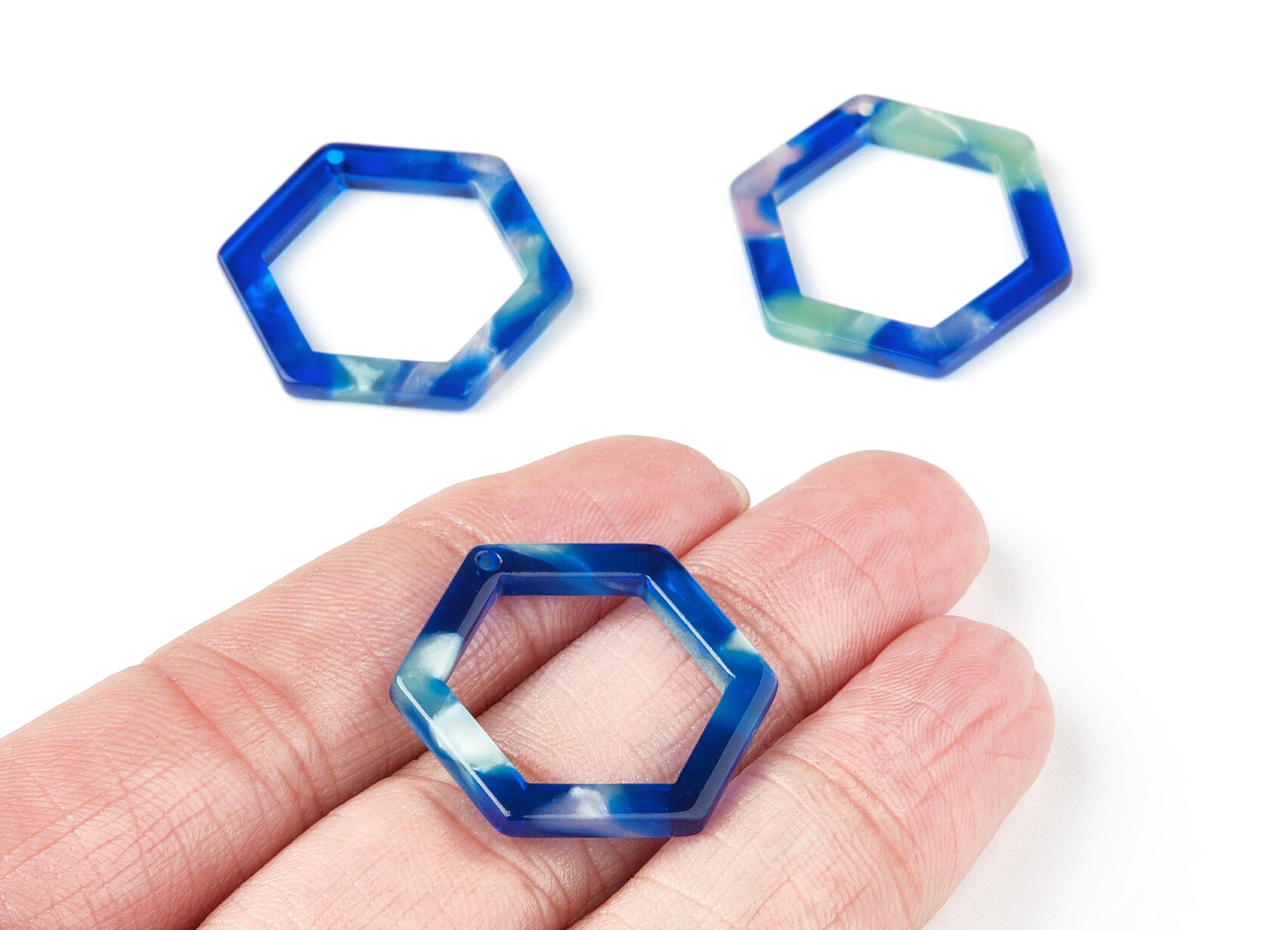 Acetate Hexagon Earring Charms - Hexagon Shaped Pendant - Earring Findings - Jewelry Supplies - Color Code: A37 - 28.18x25x2.66mm - AC1123G - DOMEDBAZAAR