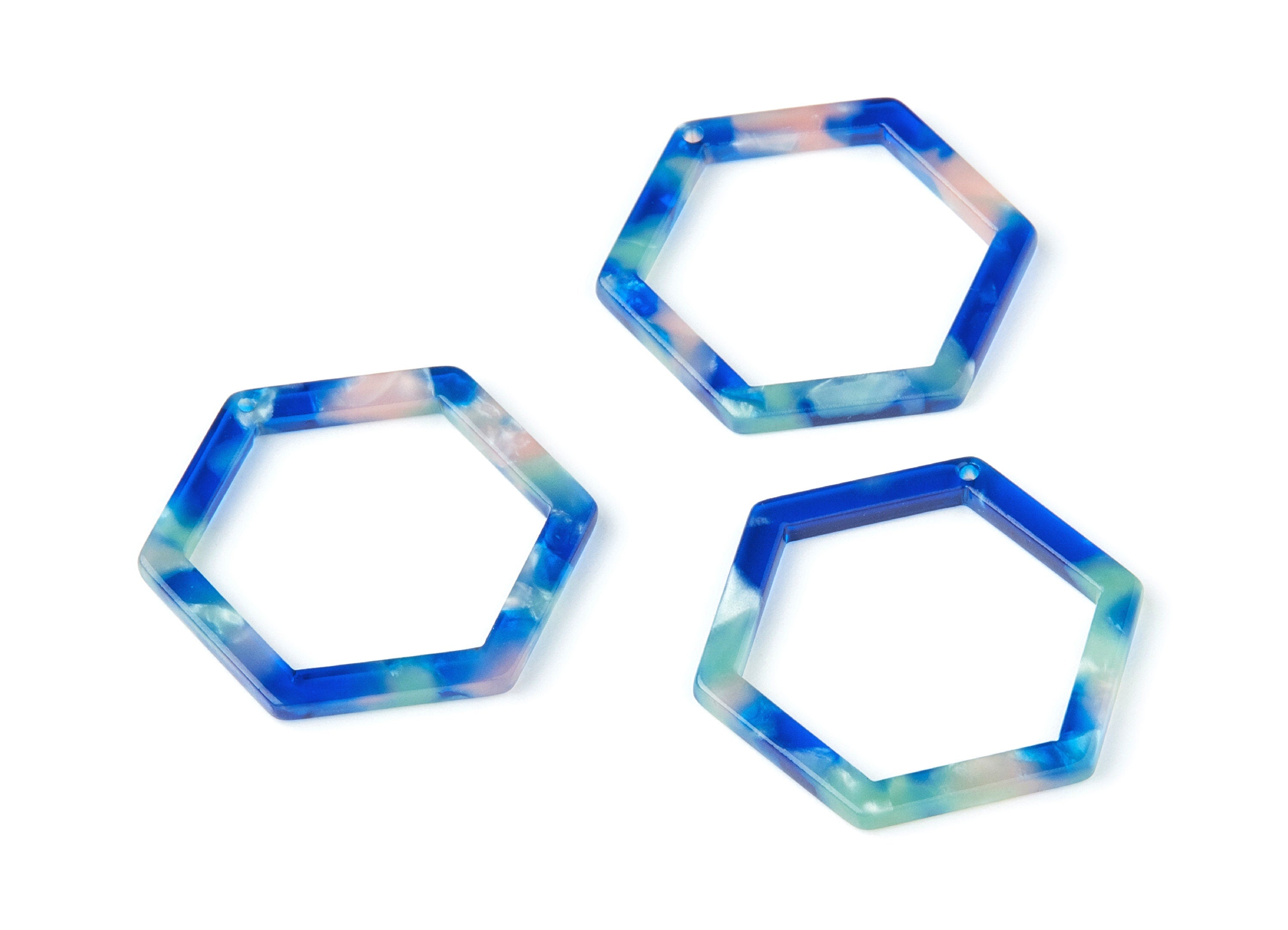 Acetate Hexagon Earring Charms - Hexagon Pendant - Earring Findings - Jewelry Supplies - Color Code: A37 - 36x32x2.68mm - AC1124G - DOMEDBAZAAR