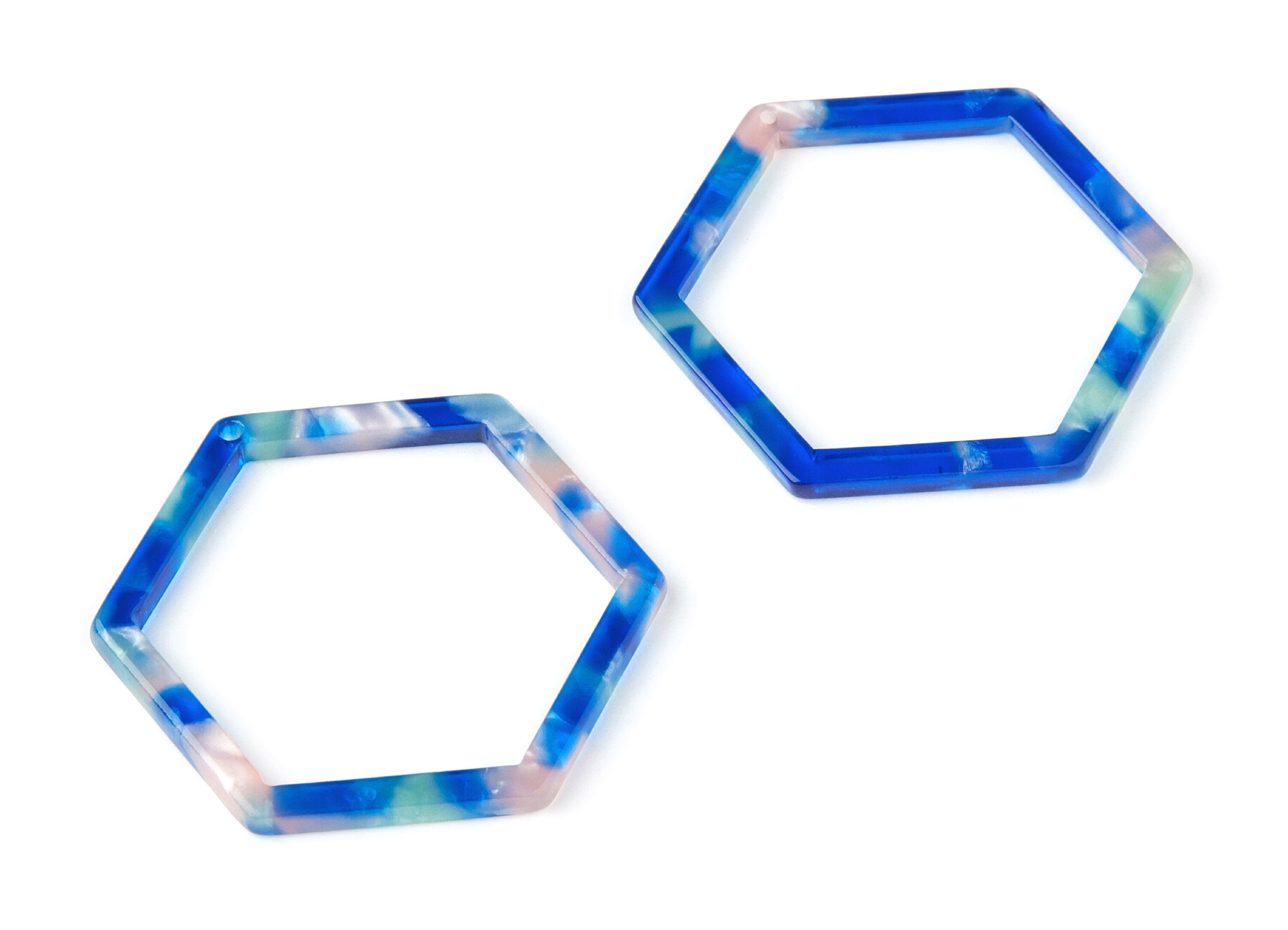 Acetate Hexagon Earring Charms - Acrylic Hexagon Pendant - Earring Findings - Jewelry Supplies - 44.75x39.42x2.68mm - AC1125G - DOMEDBAZAAR