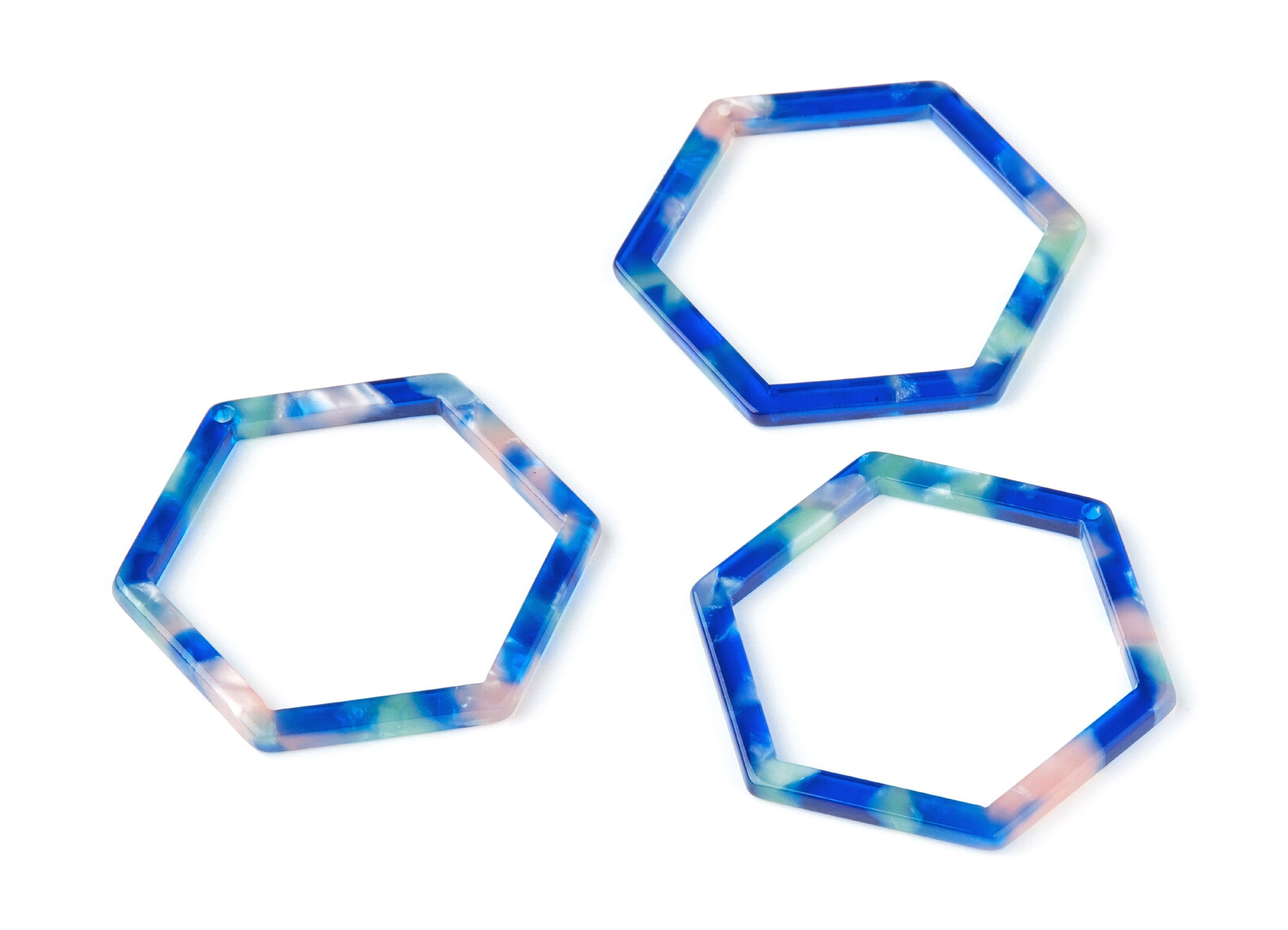 Acetate Hexagon Earring Charms - Acrylic Hexagon Pendant - Earring Findings - Jewelry Supplies - 44.75x39.42x2.68mm - AC1125G - DOMEDBAZAAR