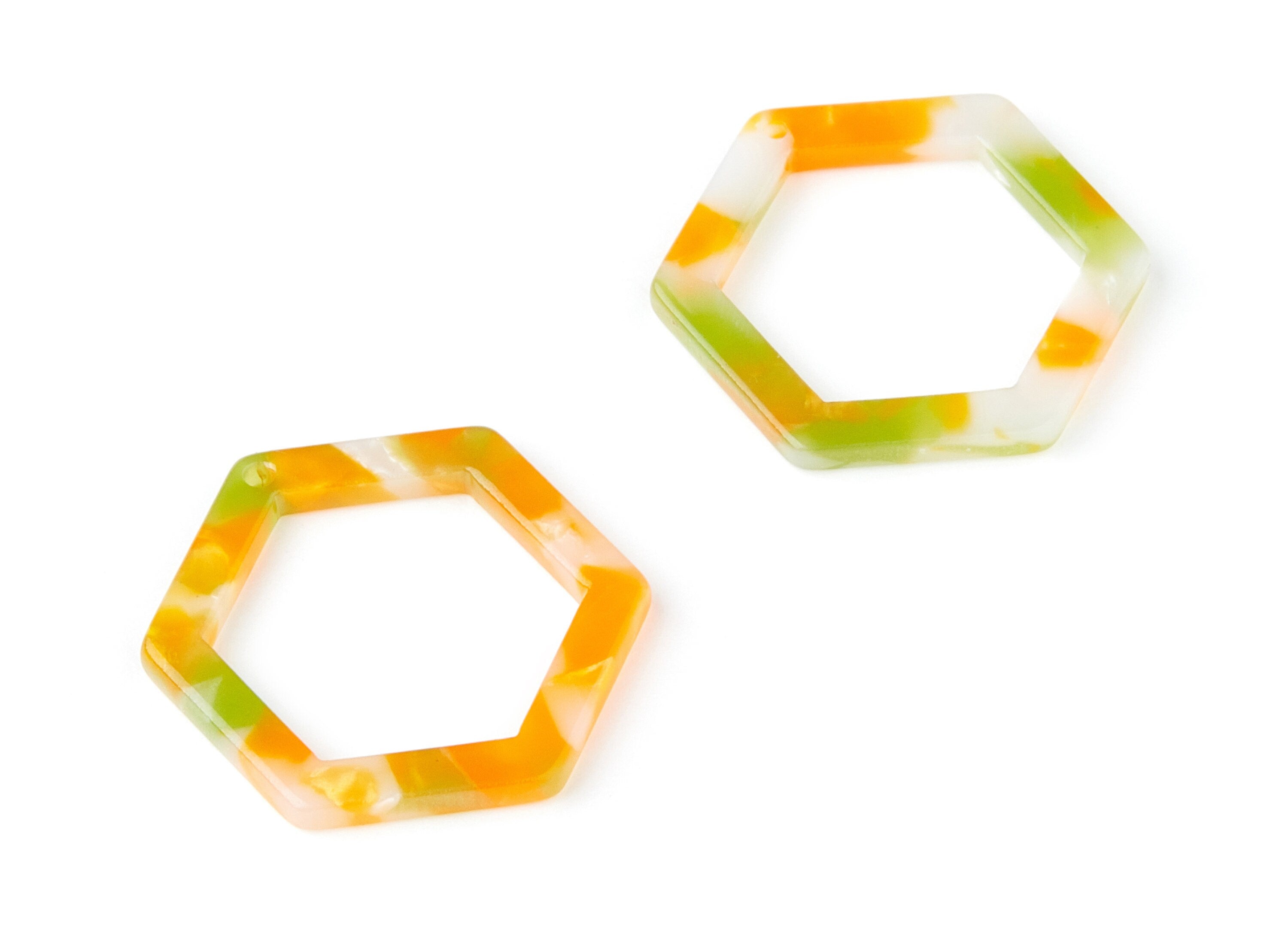 Acetate Hexagon Earring Charms - Hexagon Shaped Pendant - Earring Findings - Jewelry Supplies - Color Code: A89 - 28.18x25x2.66mm - AC1123H - DOMEDBAZAAR