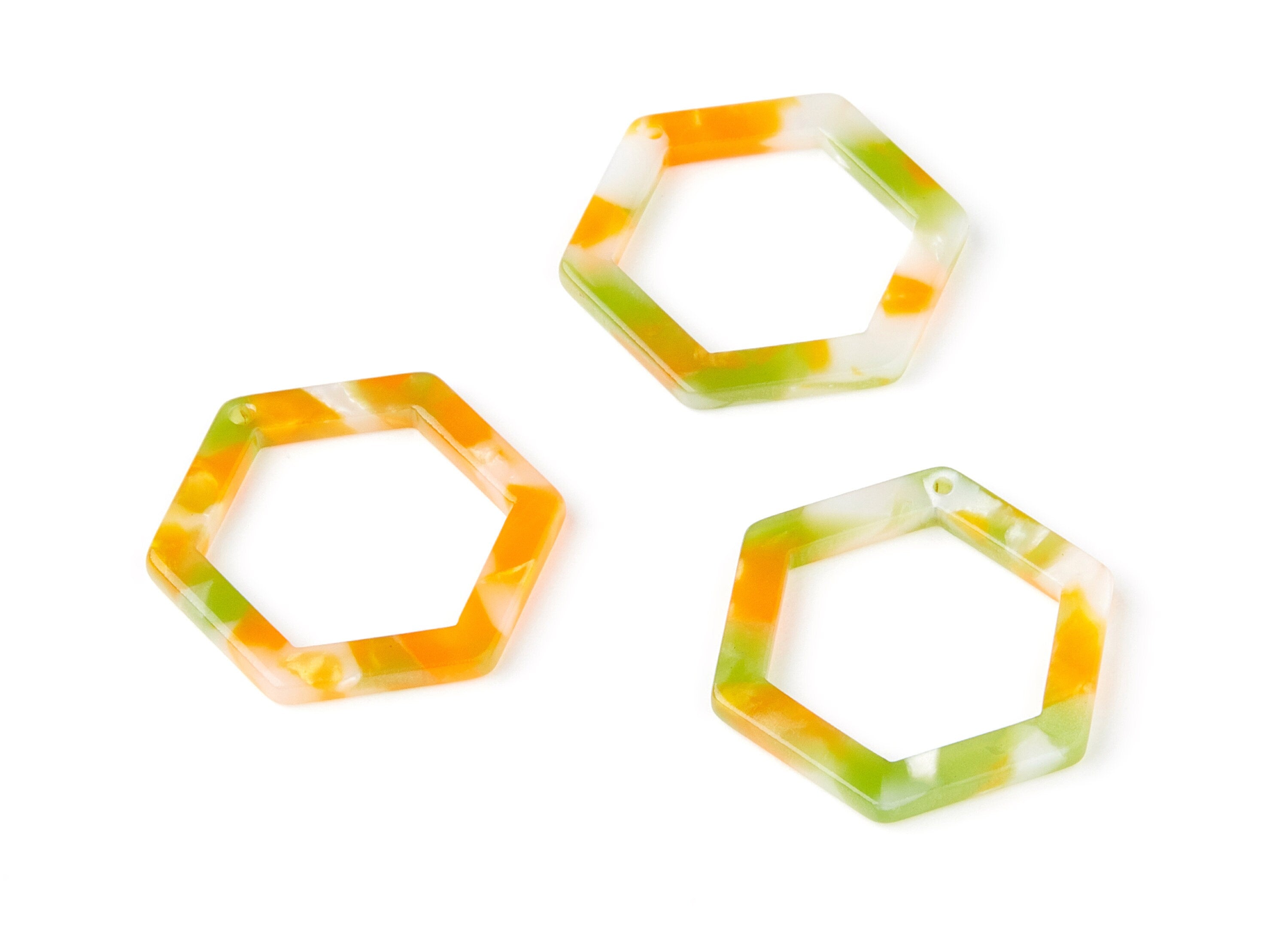 Acetate Hexagon Earring Charms - Hexagon Shaped Pendant - Earring Findings - Jewelry Supplies - Color Code: A89 - 28.18x25x2.66mm - AC1123H - DOMEDBAZAAR