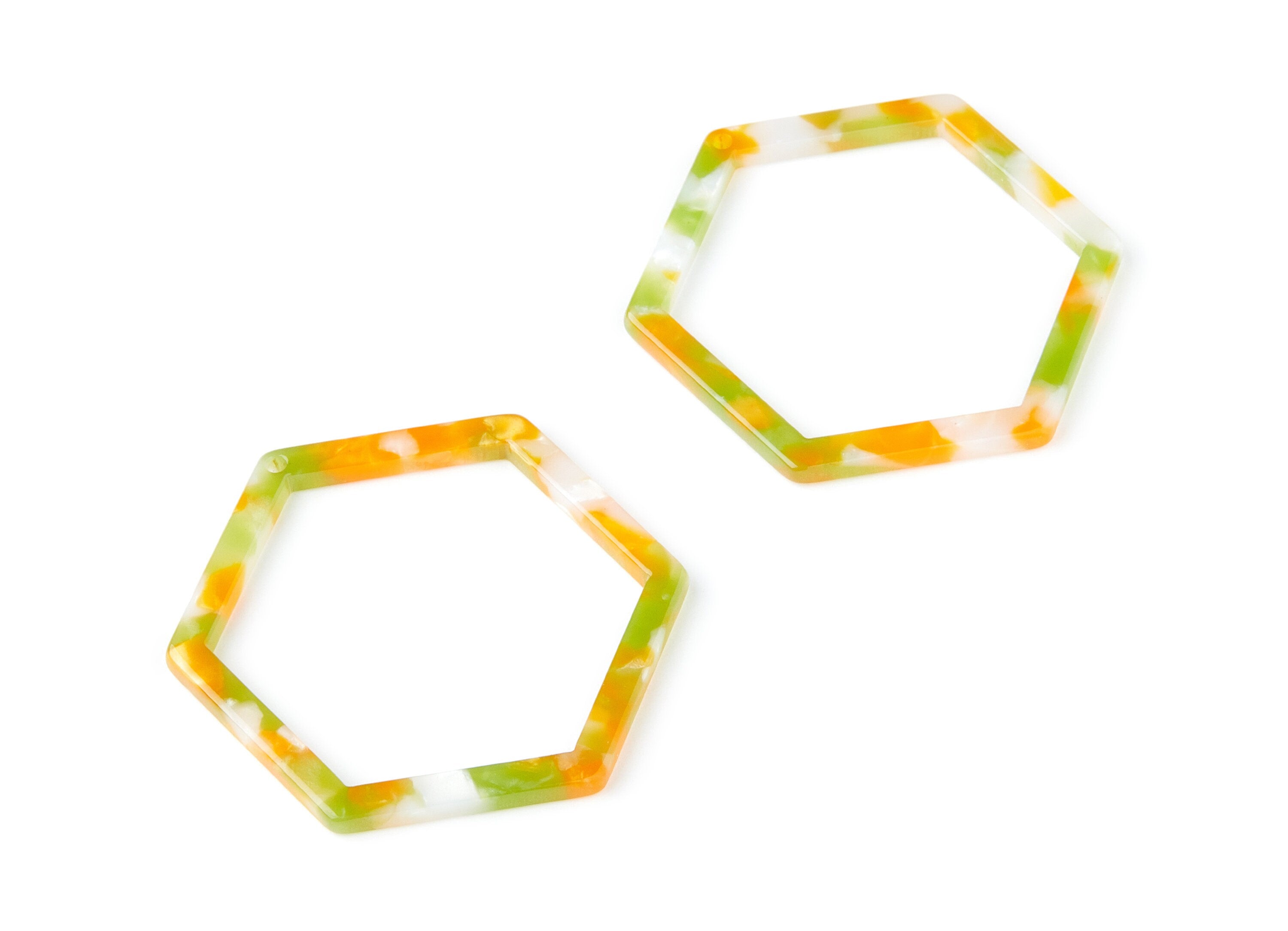 Acetate Hexagon Earring Charm - Hexagon Pendant - Earring Findings - Jewelry Supplies - Color Code: A89 - 44.75x39.42x2.68mm - AC1125H - DOMEDBAZAAR
