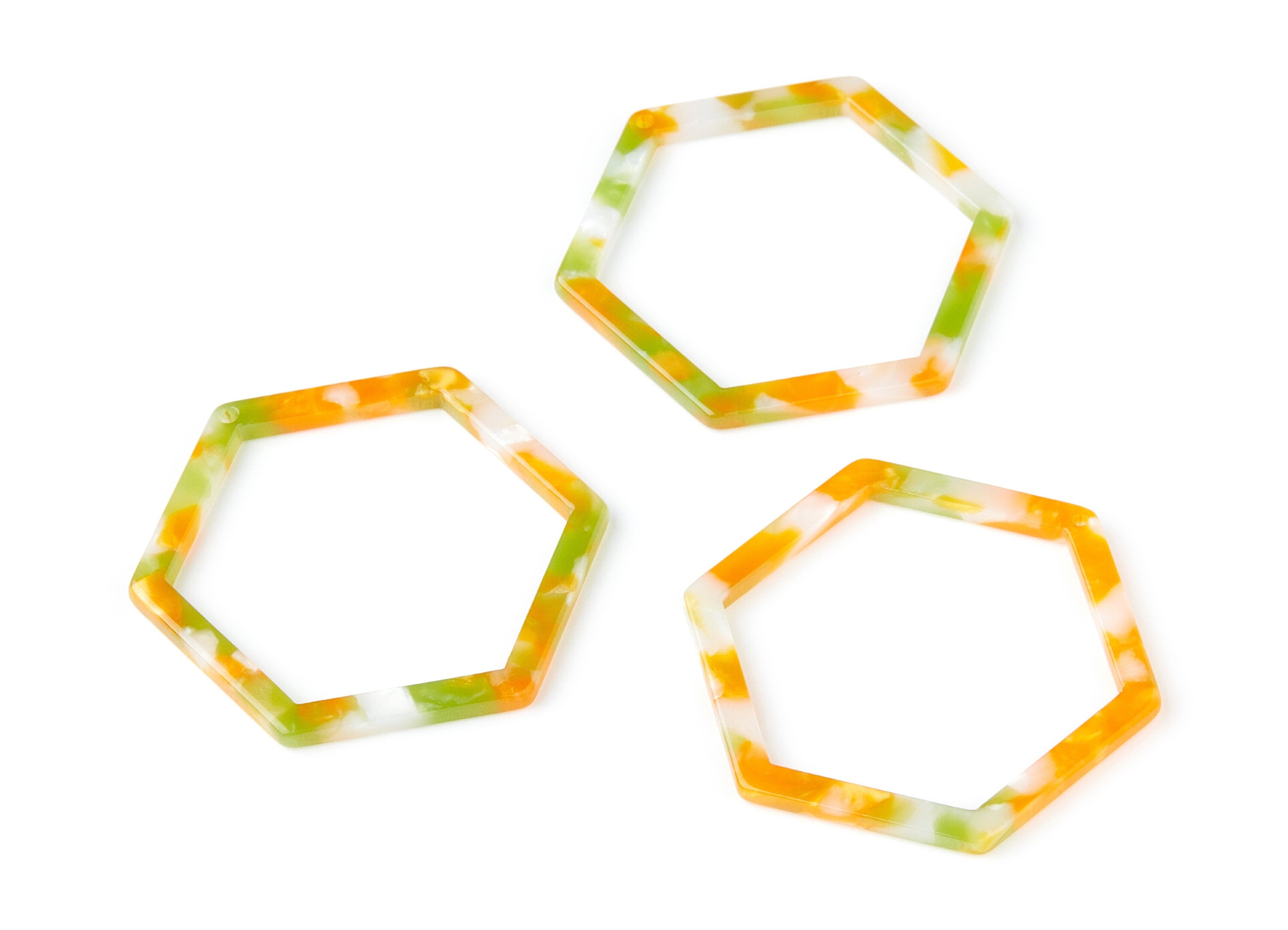Acetate Hexagon Earring Charm - Hexagon Pendant - Earring Findings - Jewelry Supplies - Color Code: A89 - 44.75x39.42x2.68mm - AC1125H - DOMEDBAZAAR