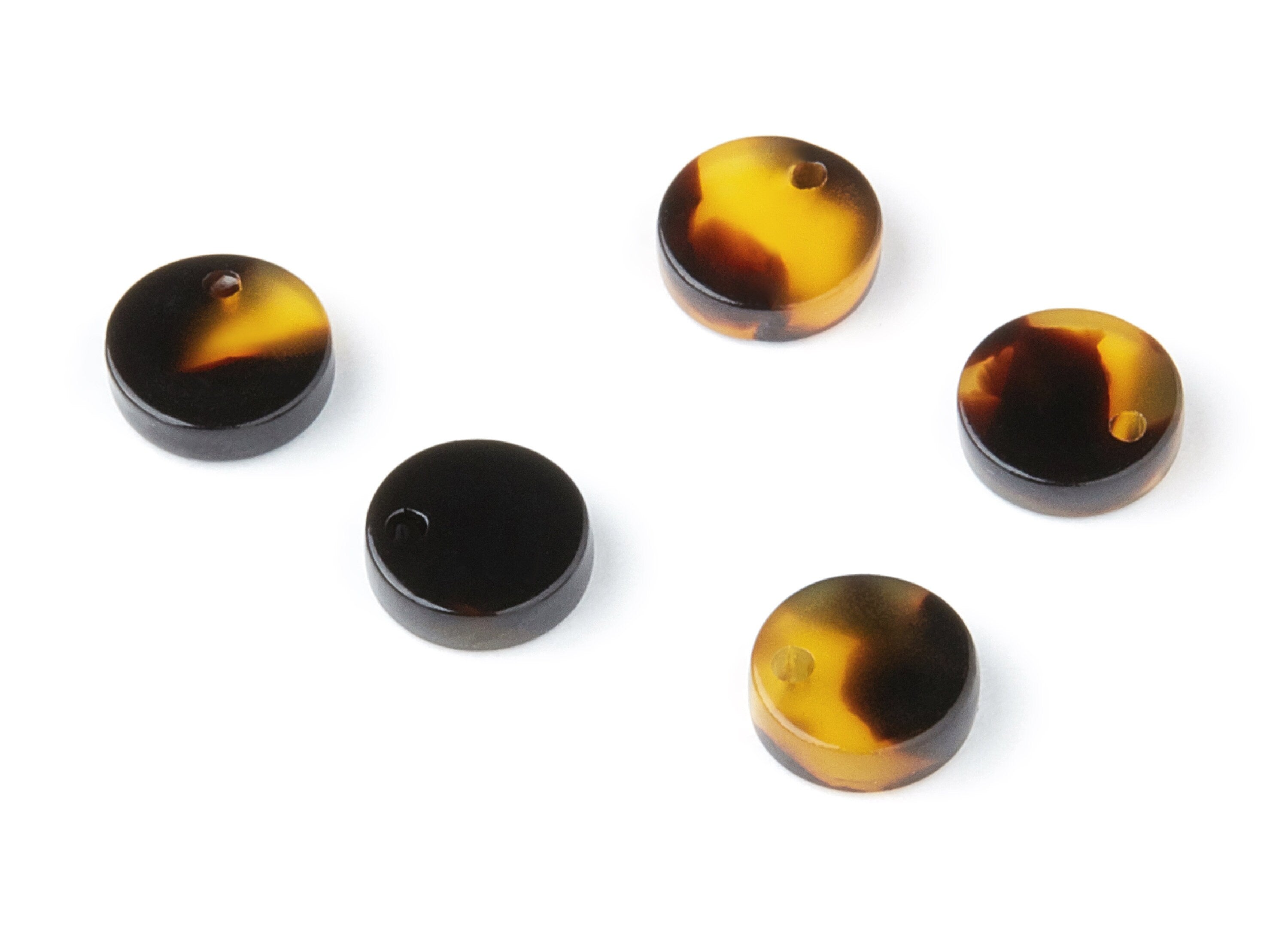 Acetate Acrylic Earring Charms - Tortoise Shell Earrings - Round Circle Pendant - Jewelry Making Supplies - 9.19x9.19x2.7mm - AC1151C - DOMEDBAZAAR
