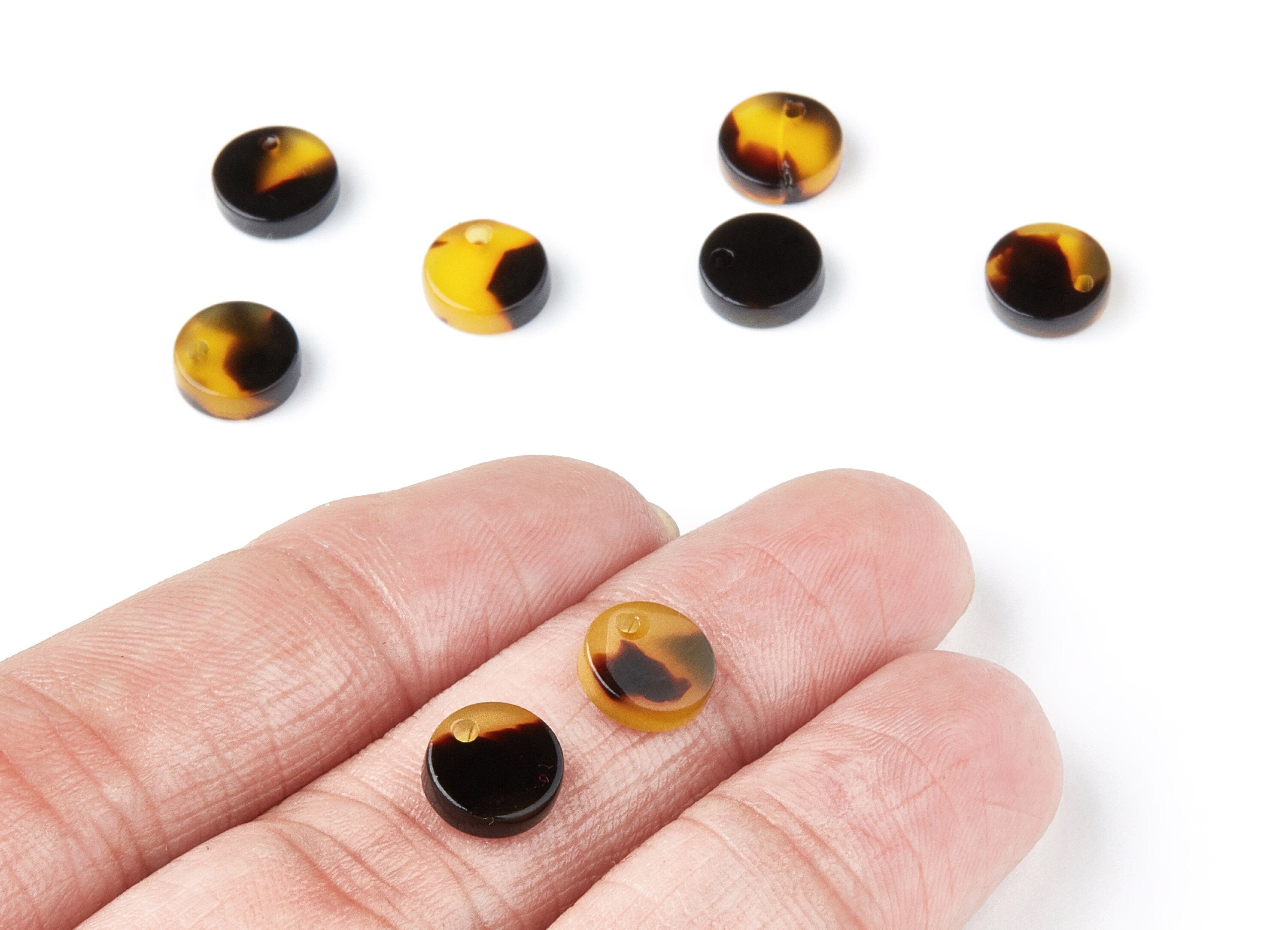 Acetate Acrylic Earring Charms - Tortoise Shell Earrings - Round Circle Pendant - Jewelry Making Supplies - 9.19x9.19x2.7mm - AC1151C - DOMEDBAZAAR