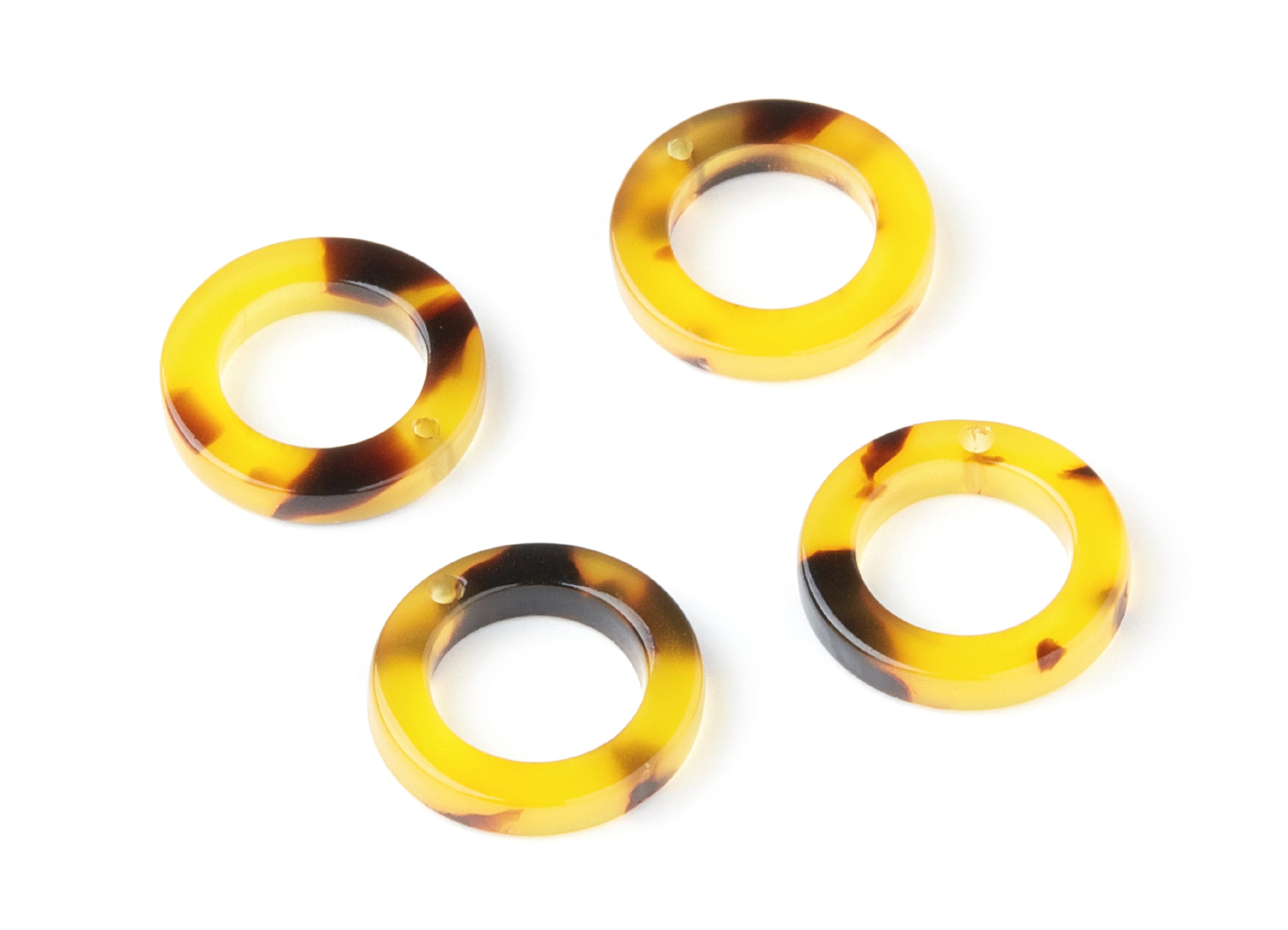 Acetate Acrylic Hoop Earring Charms - Tortoise Shell Earrings - Circle Shaped Pendant - Color Code: A02 - 15x15x2.7mm - AC1152C - DOMEDBAZAAR