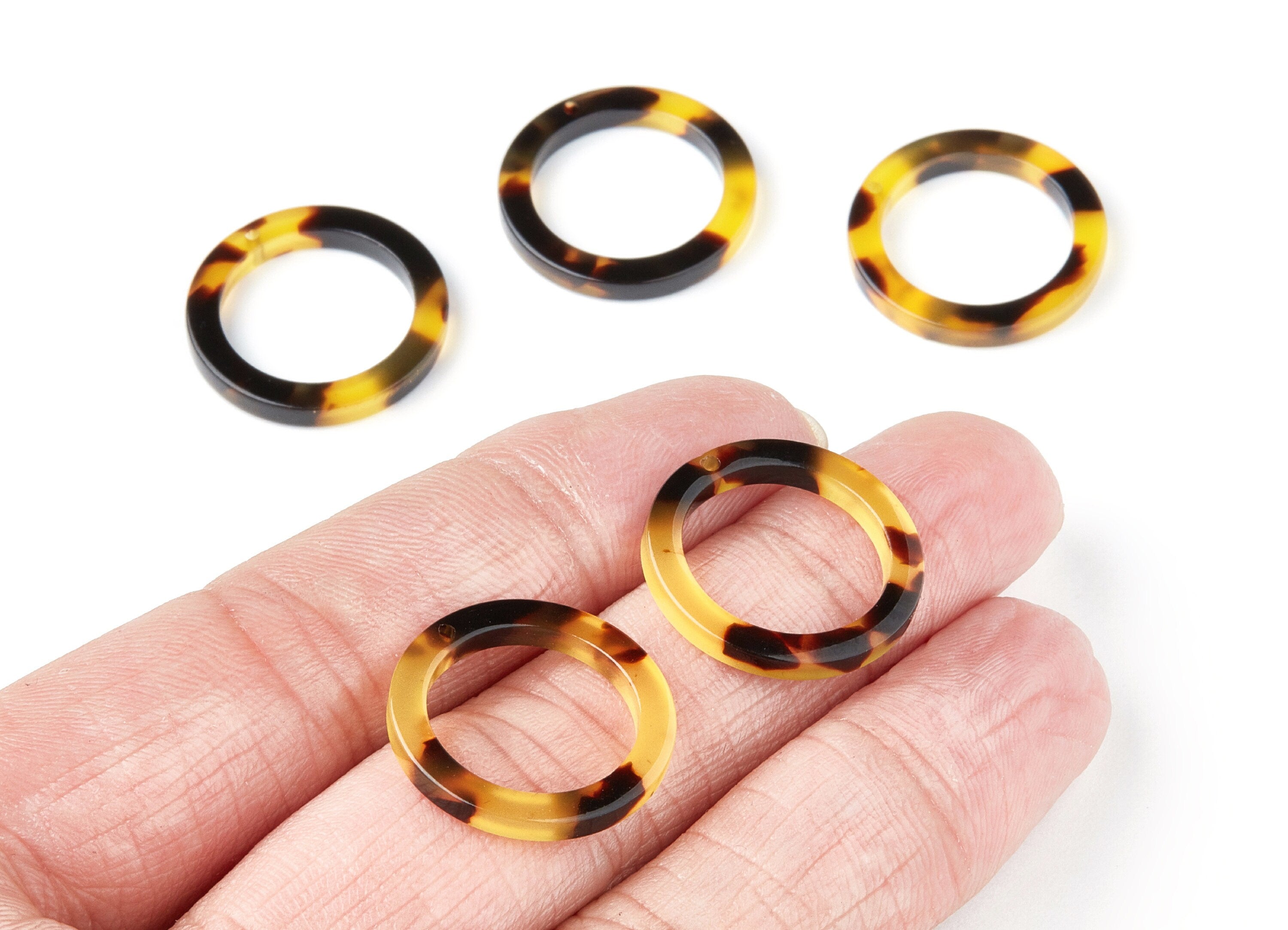 Acetate Acrylic Hoop Charms - Tortoise Shell Earring - Circle Pendant - Jewelry Supplies - Color Code: A02 - 21.18x21.18x2.75mm - AC1153C - DOMEDBAZAAR