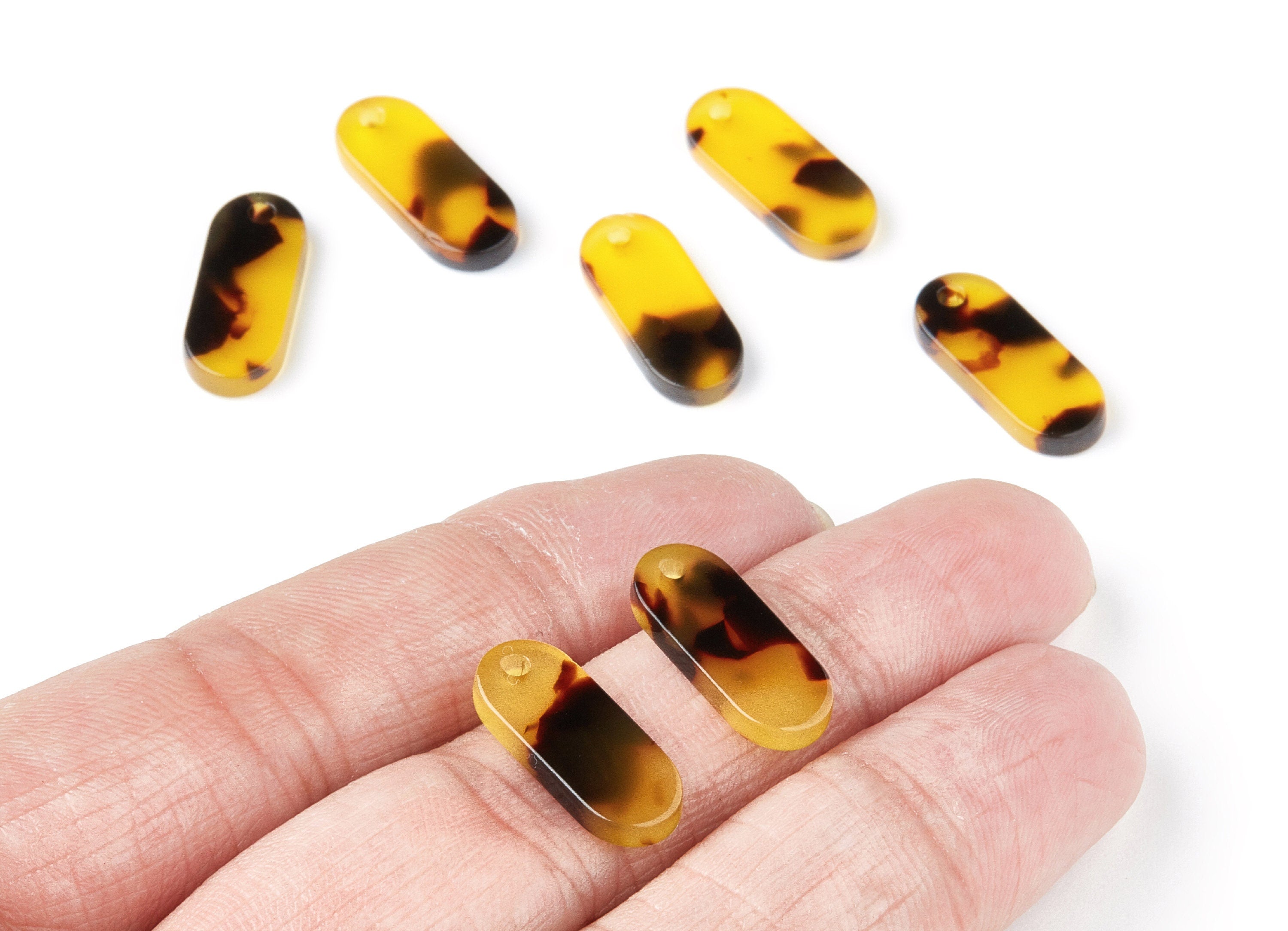 Acetate Acrylic Earring Charms - Tortoise Shell Earrings - Oval Pendant - Jewelry Supplies - Color Code: A02 - 18,78x7,85x2,7mm - AC1578-A02 - DOMEDBAZAAR