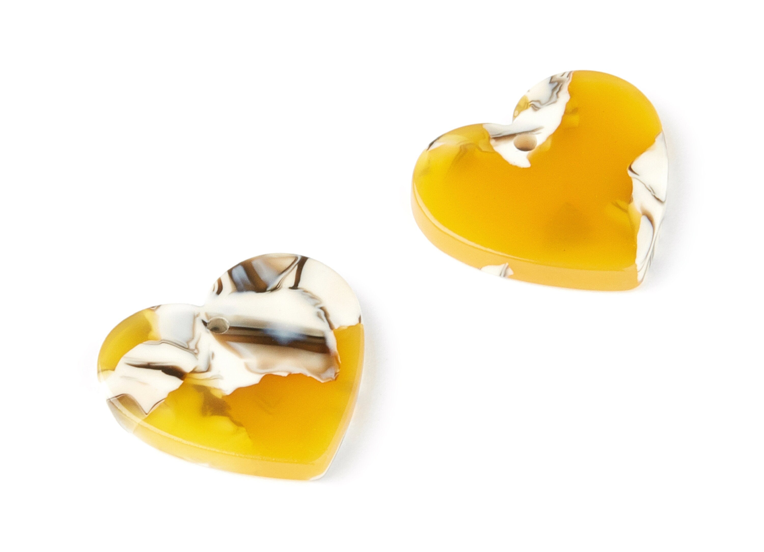 Acetate Heart Earring Charms - Acrylic Heart Pendant - Earring Findings - Jewelry Supplies - Color Code: A14 - 19.29x18.27x2.6mm - AC1277A - DOMEDBAZAAR