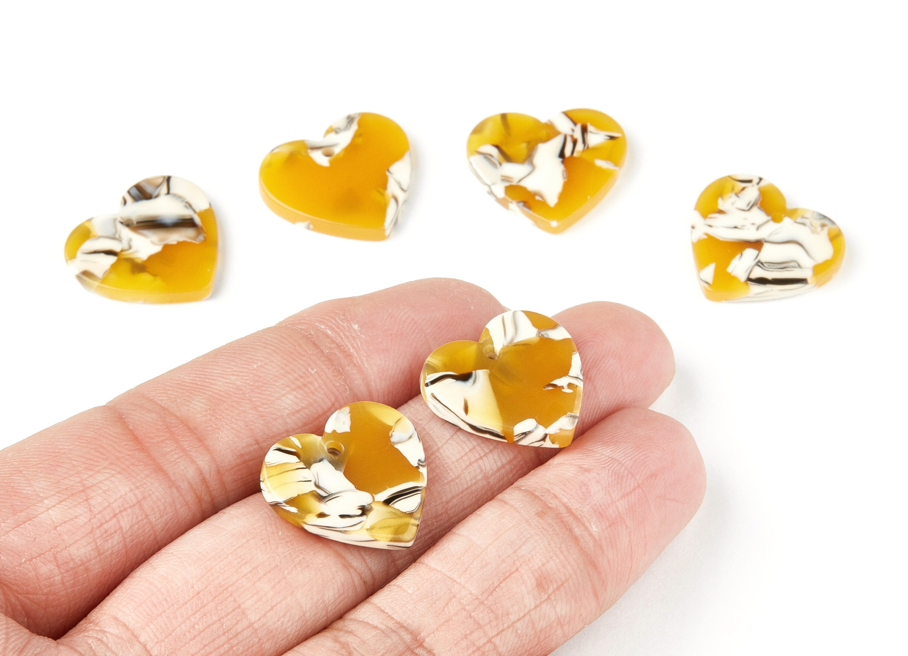 Acetate Heart Earring Charms - Acrylic Heart Pendant - Earring Findings - Jewelry Supplies - Color Code: A14 - 19.29x18.27x2.6mm - AC1277A - DOMEDBAZAAR