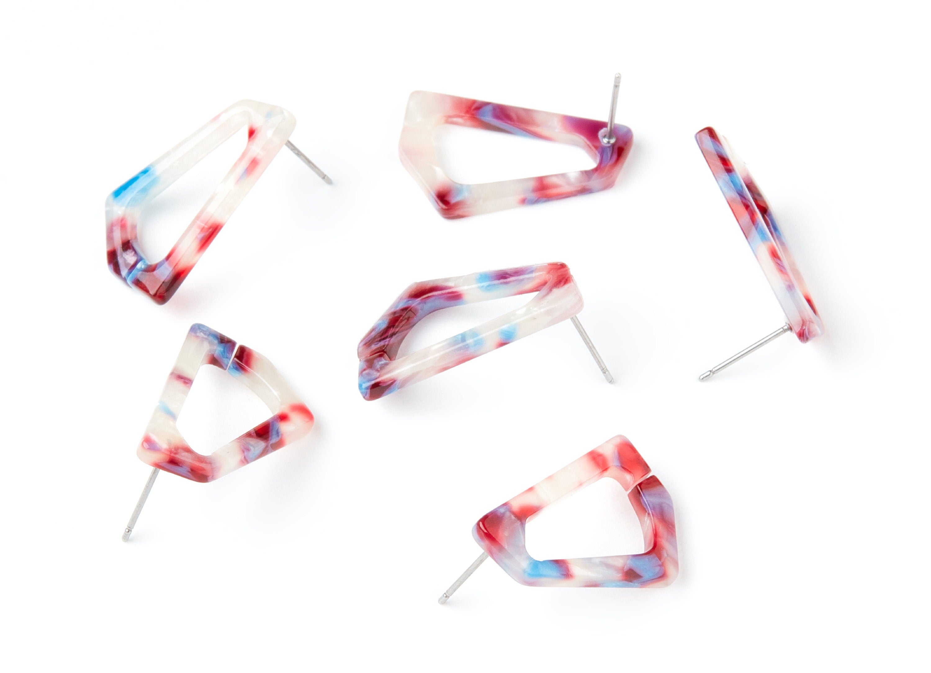 Acetate Acrylic Earring Stud - Post Charms - Laser Cut Open  Geometric Shaped Pendant - Color code: A52 - 26x16.19x2.9mm - AC1283B - DOMEDBAZAAR
