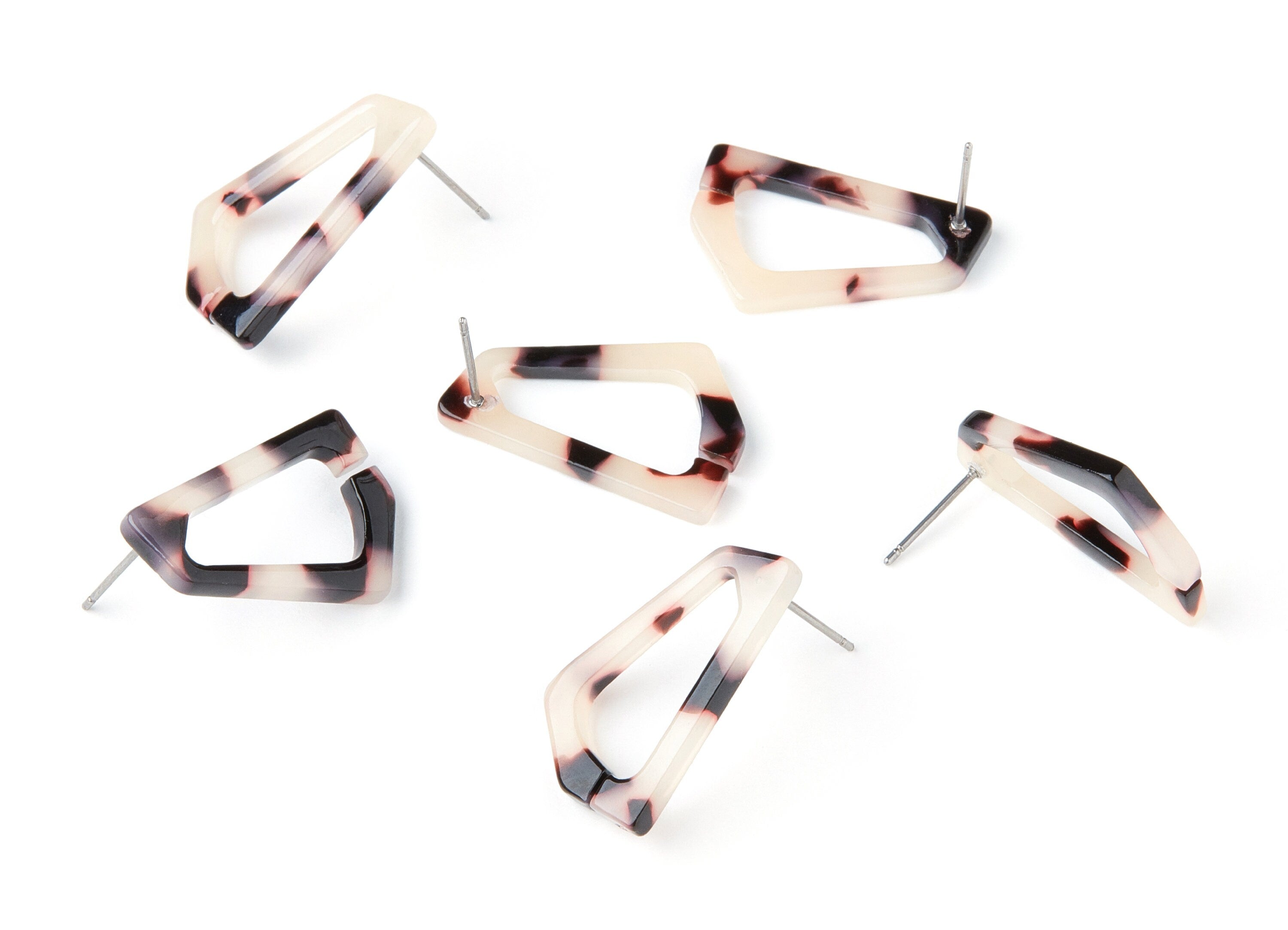 Acetate Acrylic Earring Stud - Blonde Post Charm - Laser Cut Open  Geometric Pendant - Color Code: A07 - 26x16.19x2.9mm - AC1283D - DOMEDBAZAAR