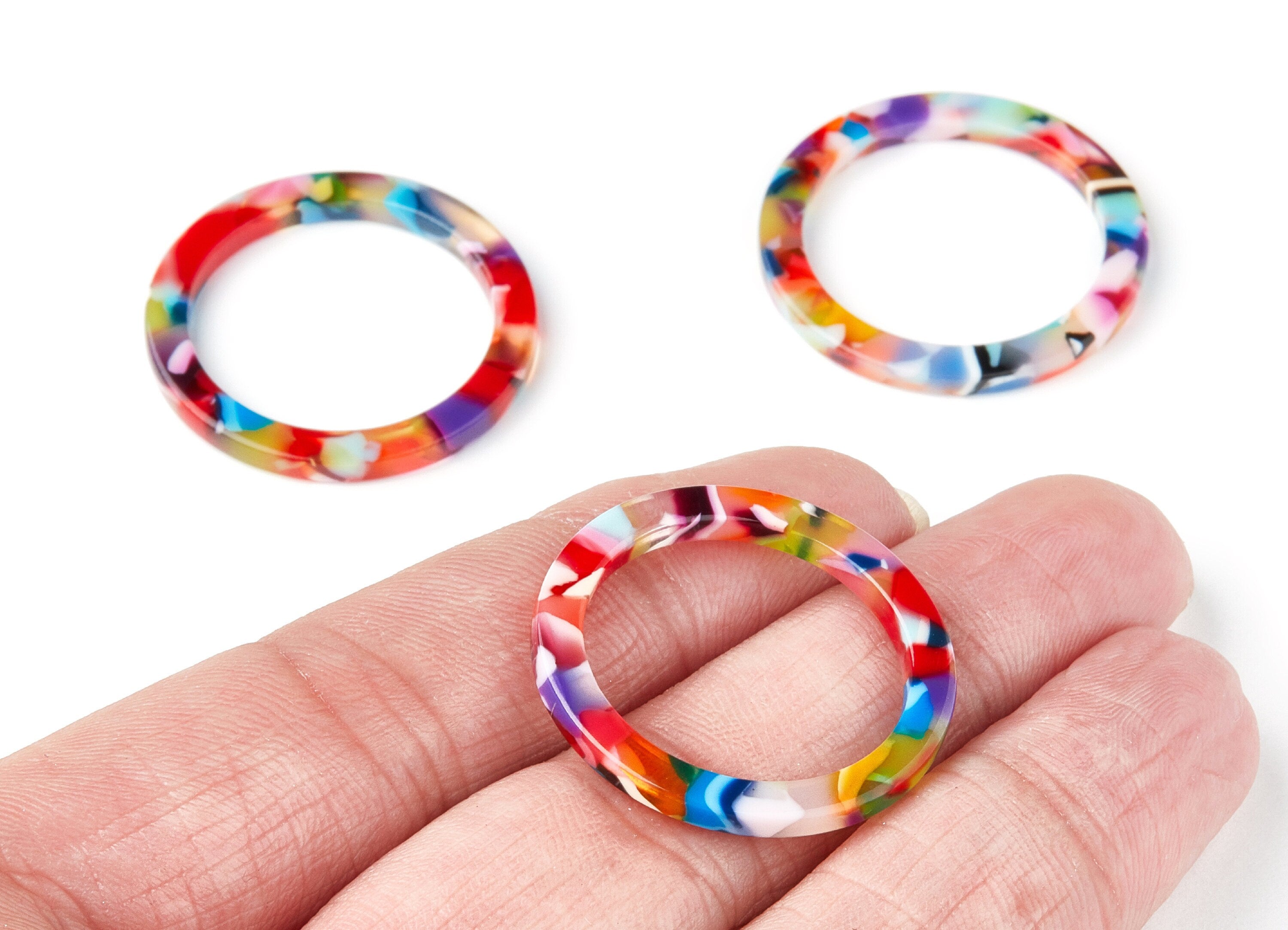 Acetate Hoop Earrings Charms - Circle Shaped Pendant - Earring Findings - Jewelry Supplies - Color Code: A21 - 28.8x28.8x2.55mm- AC1169P - DOMEDBAZAAR