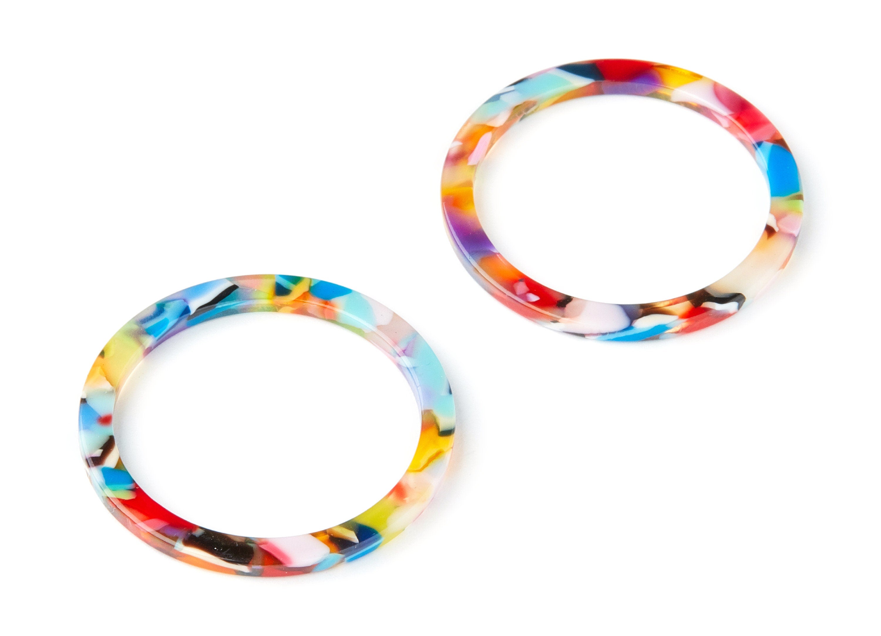 Acetate Hoop Earrings Charms - Circle Shaped Pendant - Earring Findings - Jewelry Supplies - Color Code:A21 - 36x36x2.28mm- AC1168P - DOMEDBAZAAR
