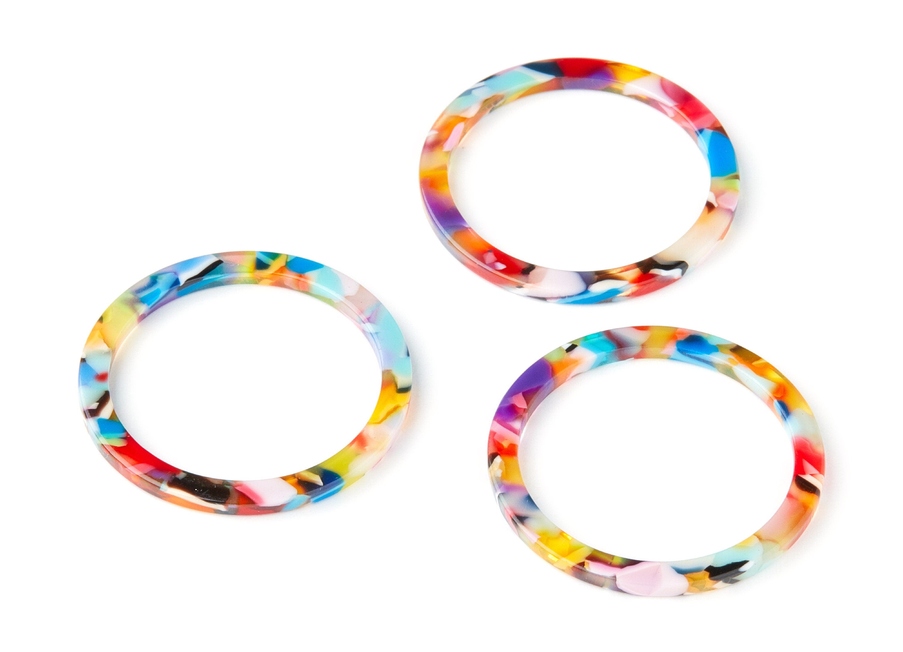 Acetate Hoop Earrings Charms - Circle Shaped Pendant - Earring Findings - Jewelry Supplies - Color Code:A21 - 36x36x2.28mm- AC1168P - DOMEDBAZAAR