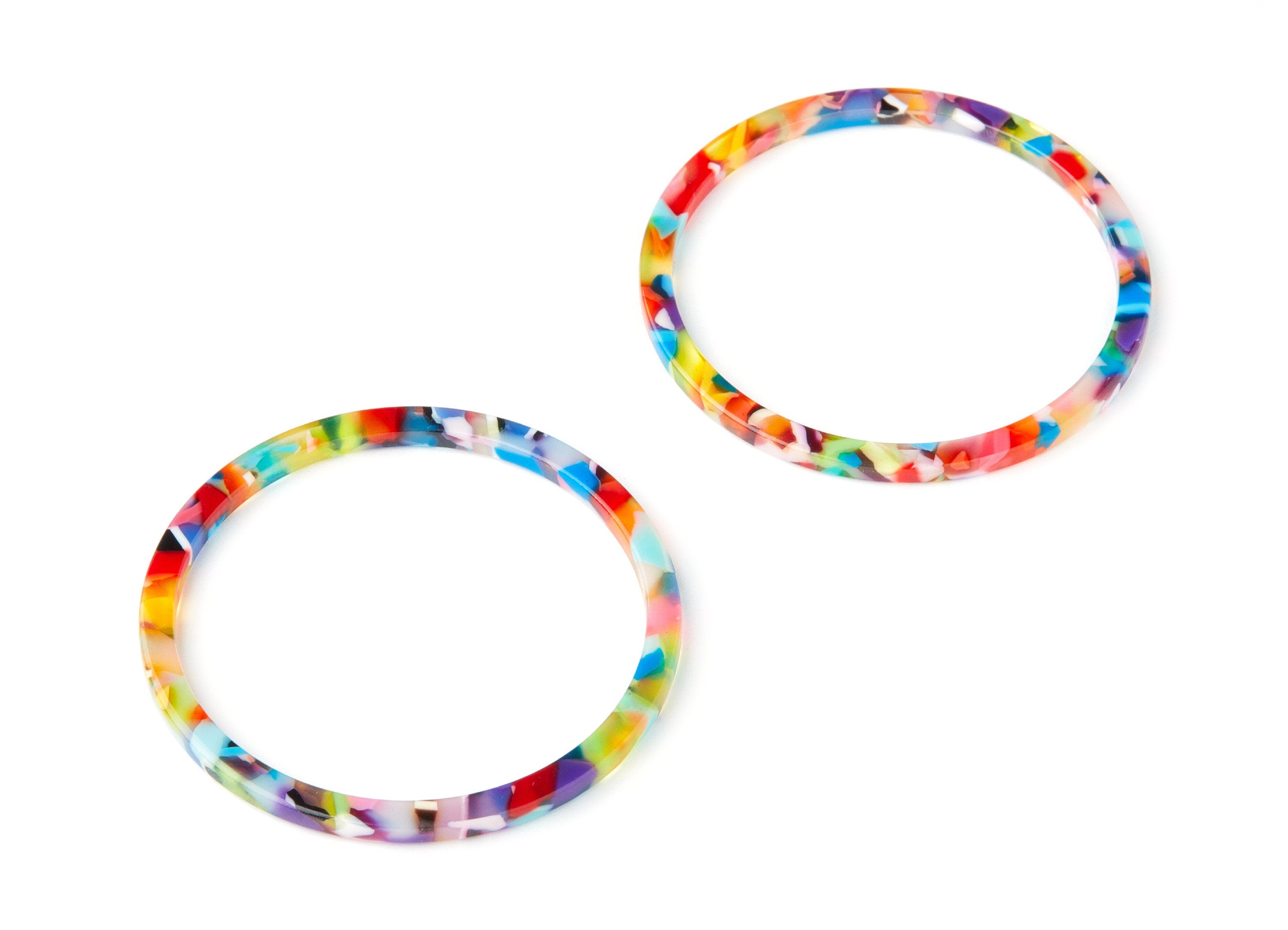 Acetate Hoop Earrings Charms - Circle Shaped Pendant - Earring Findings - Jewelry Supplies - Color Code: A21 - 50x50x2.68mm - AC1166P - DOMEDBAZAAR