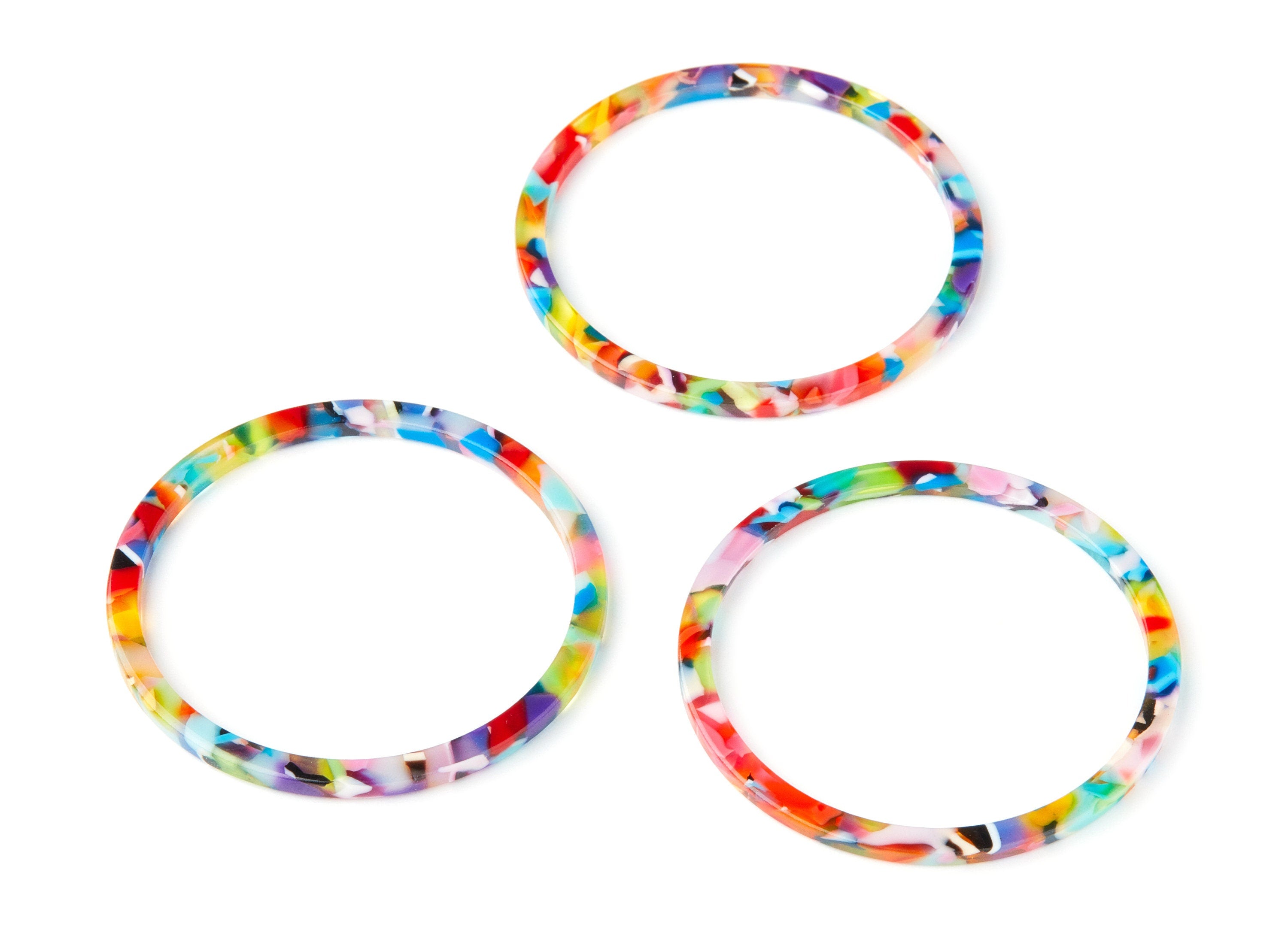 Acetate Hoop Earrings Charms - Circle Shaped Pendant - Earring Findings - Jewelry Supplies - Color Code: A21 - 50x50x2.68mm - AC1166P - DOMEDBAZAAR