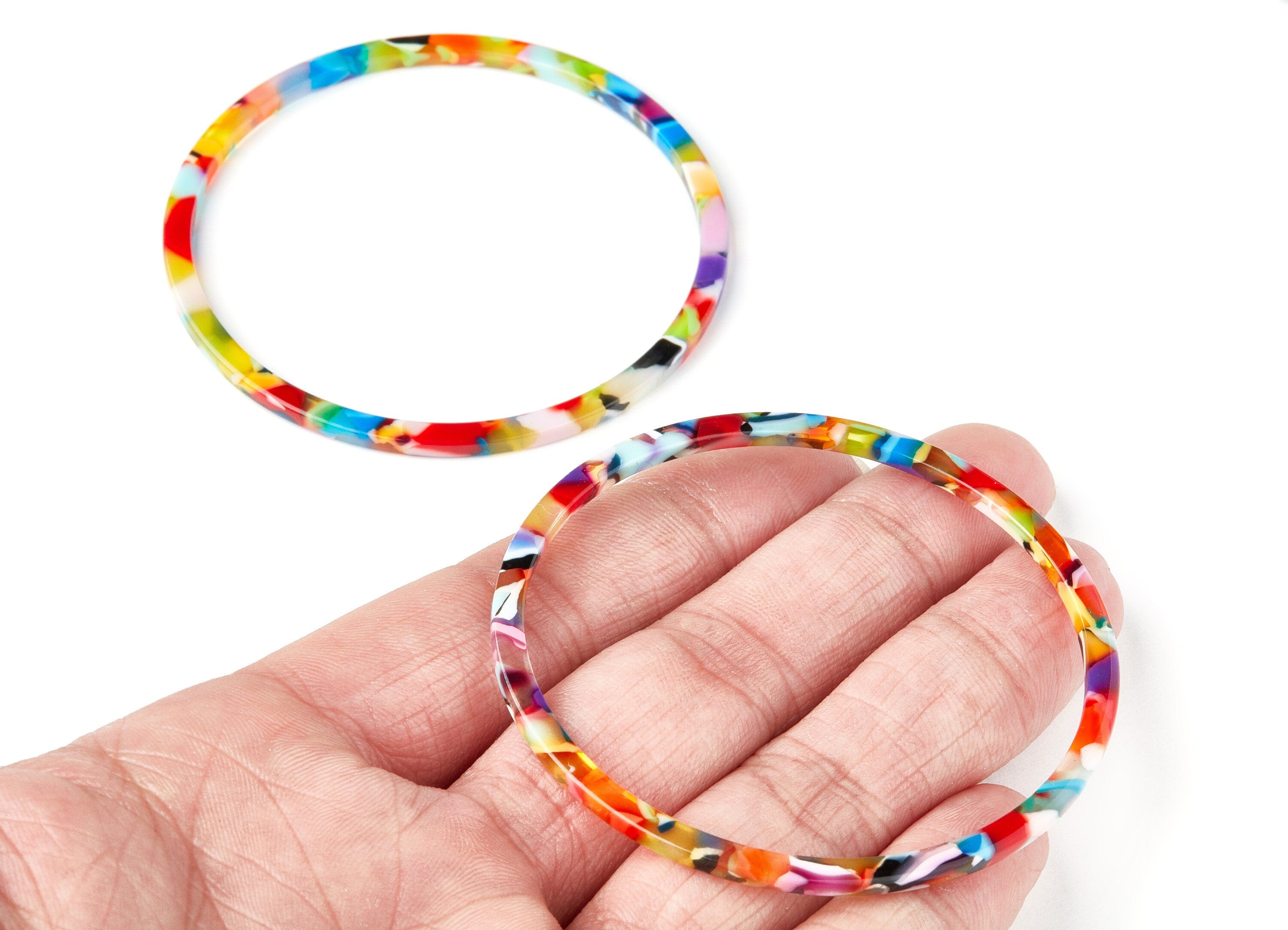 Acetate Hoop Earring Charms - Acrylic Circle Pendant - Earring Findings - Jewelry Supplies - Color Code: A21 - 65x65x2.27mm - AC1164P - DOMEDBAZAAR