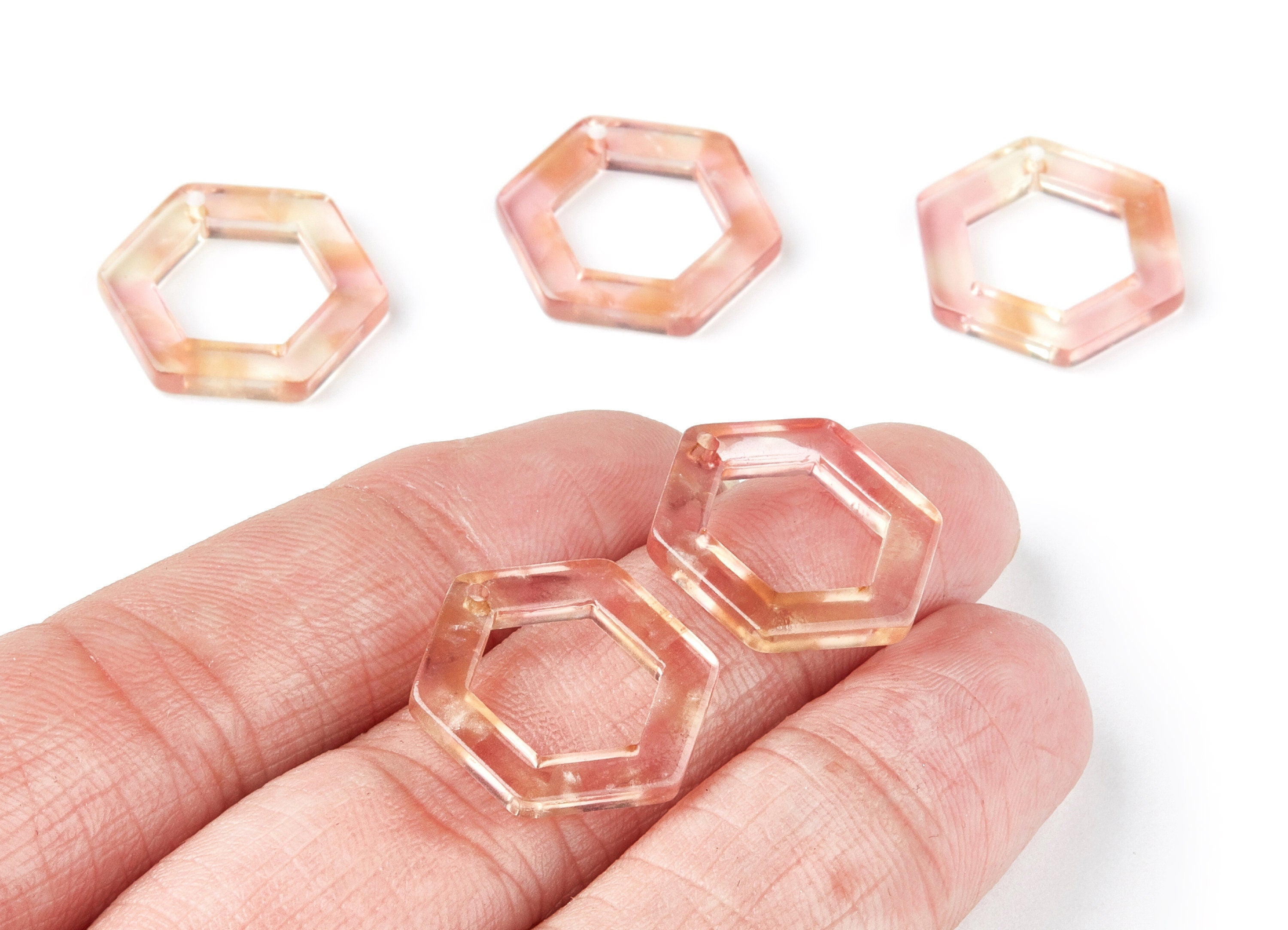 Acetate Hexagon Earring Charms - Hexagon Shaped Pendant - Earring Findings - Jewelry Supplies - Color Code: A45 - 20x18.1x2.6mm - AC1122J - DOMEDBAZAAR