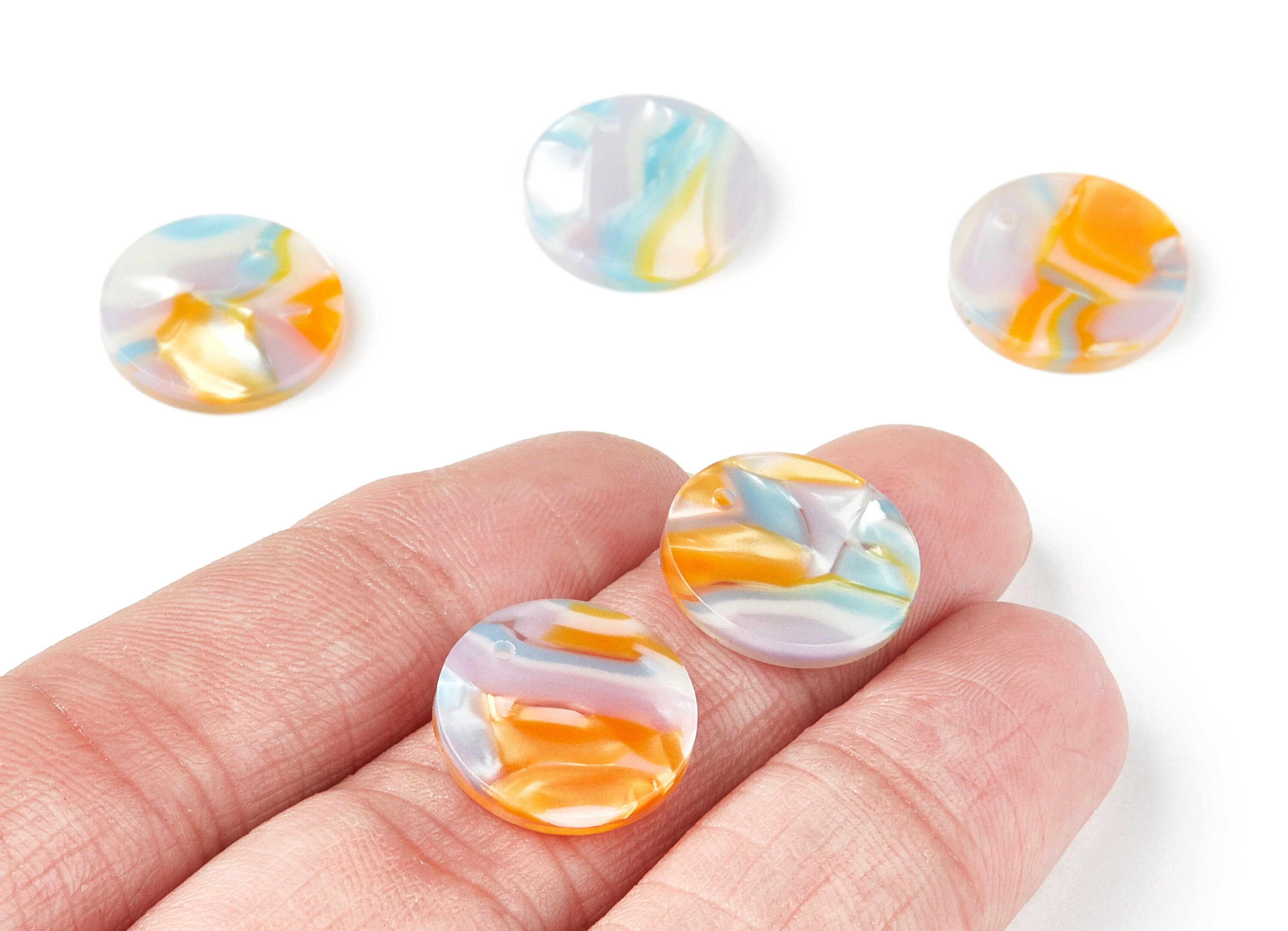 Acetate Round Charms - Coin Earring and Pendant - Earring Findings - Jewelry Supplys - 16,09x16,09x2,64mm - AC1107F - DOMEDBAZAAR