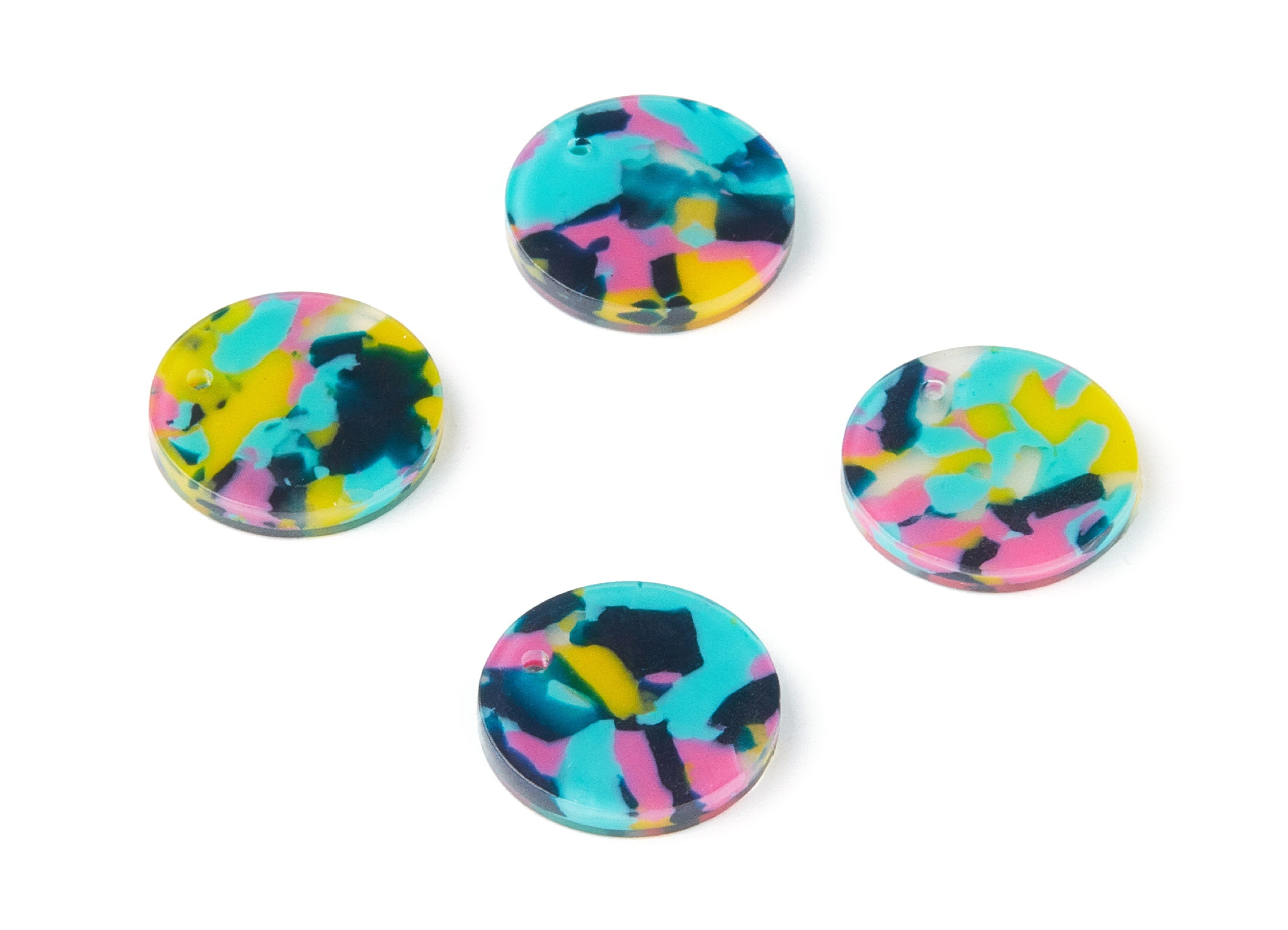 Acetate Round Charms - Coin Earring and Pendant - Earring Findings - Jewelry Supplys - Color Code: A111 - 16,09x16,09x2,64mm - AC1107G - DOMEDBAZAAR