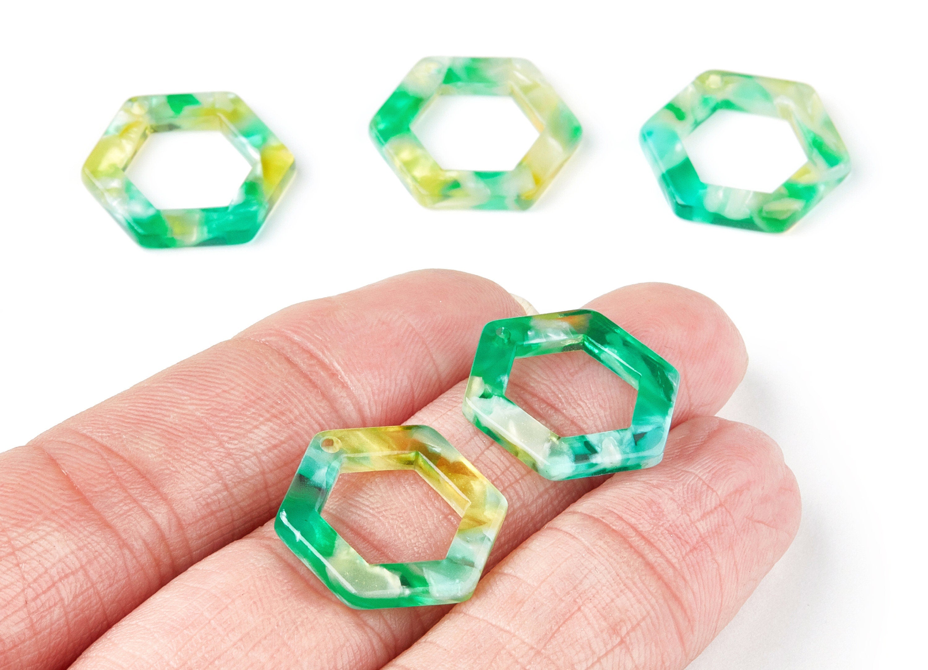 Acetate Hexagon Earring Charms - Hexagon Shaped Pendant - Earring Findings - Jewelry Supplies - Color Code: A75 - 20x18.1x2.6mm - AC1122K - DOMEDBAZAAR