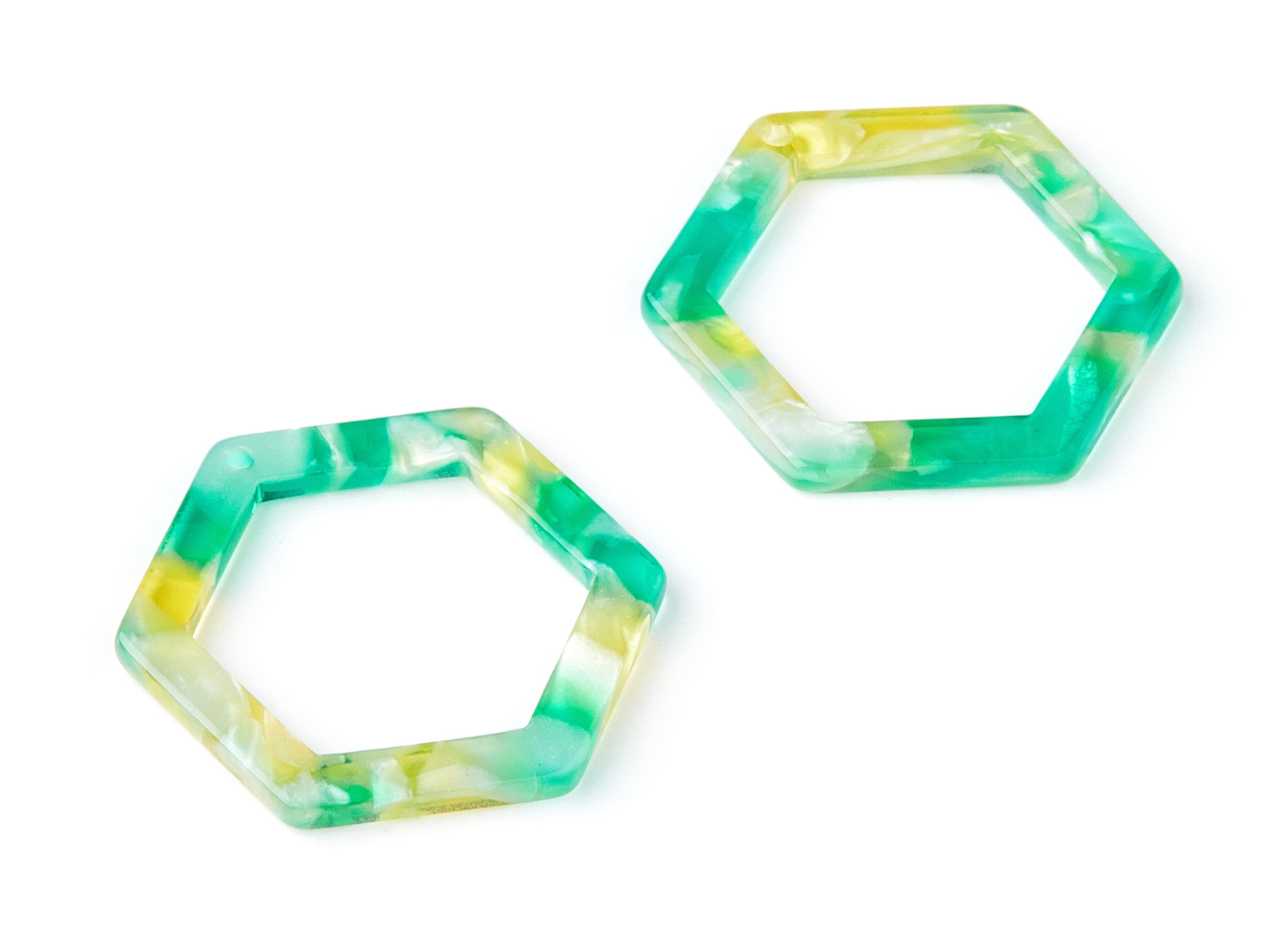 Acetate Hexagon Earring Charms - Acrylic Hexagon Pendant - Earring Findings - Jewelry Supplies - Color Code: A75 - 28.18x25x2.66mm - AC1123K - DOMEDBAZAAR