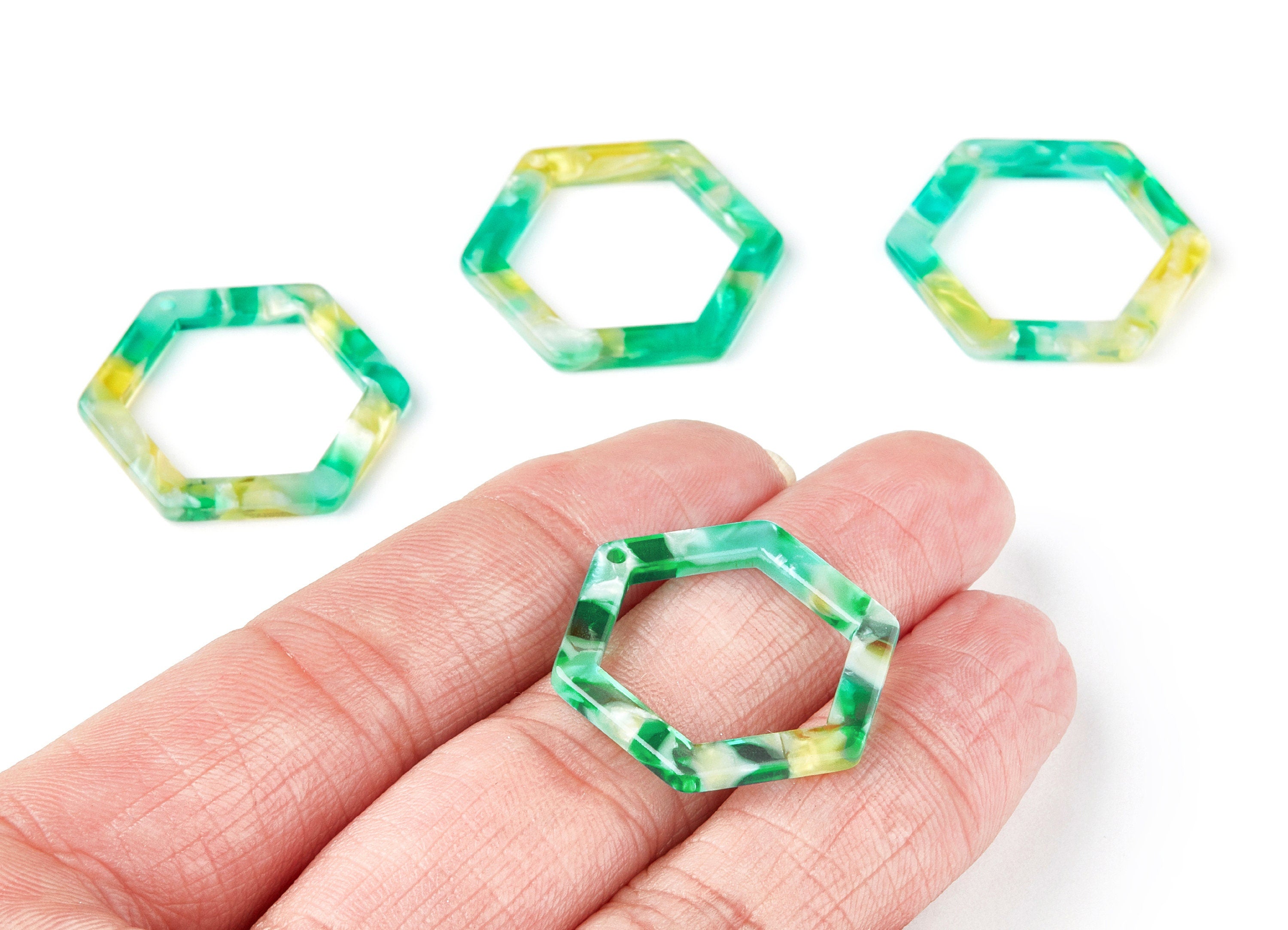 Acetate Hexagon Earring Charms - Acrylic Hexagon Pendant - Earring Findings - Jewelry Supplies - Color Code: A75 - 28.18x25x2.66mm - AC1123K - DOMEDBAZAAR