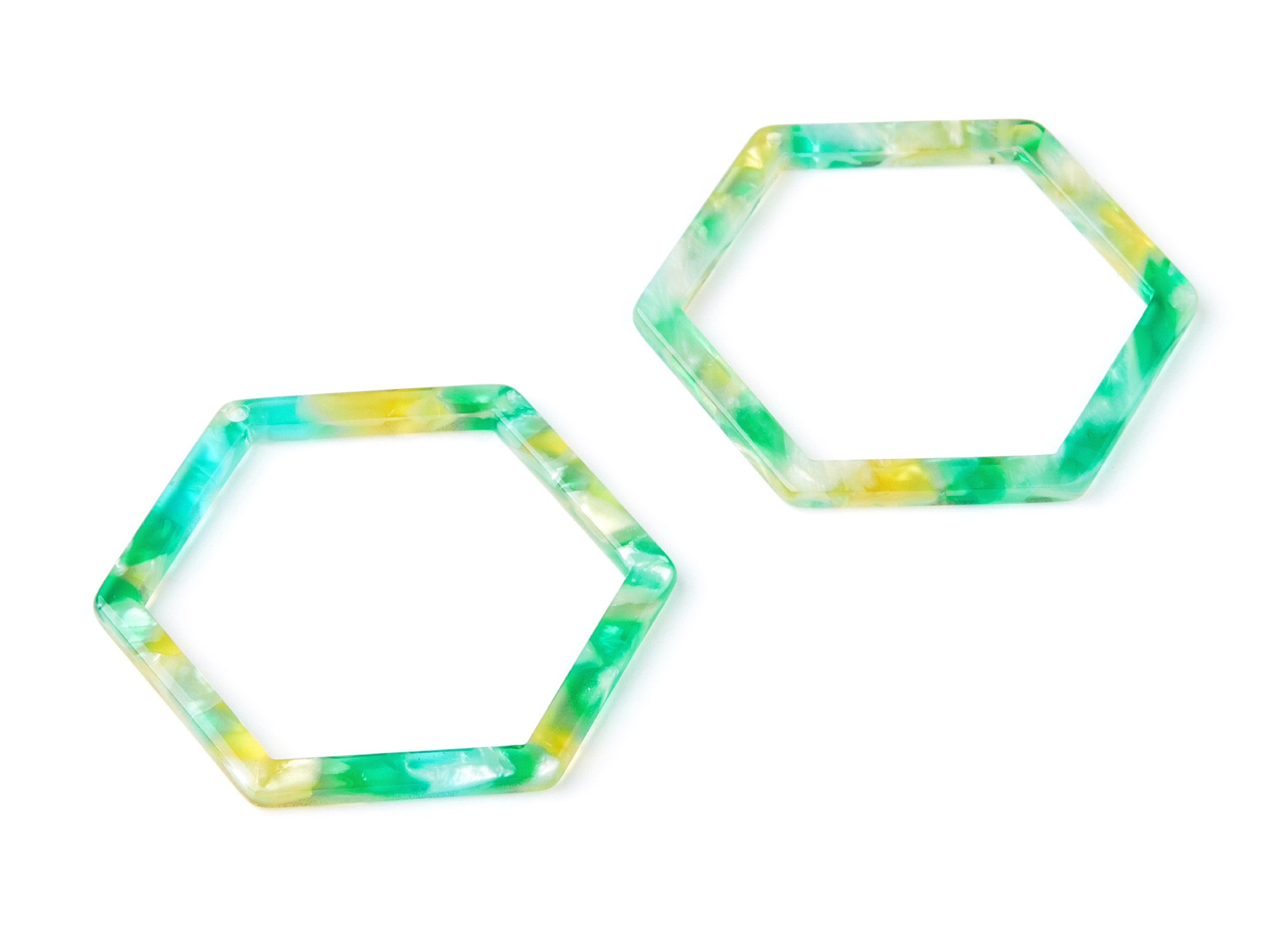 Acetate Hexagon Earring Charms - Hexagon Pendant - Earring Findings - Jewelry Supplies - Color Code: A75 - 44.75x39.42x2.68mm - AC1125K - DOMEDBAZAAR