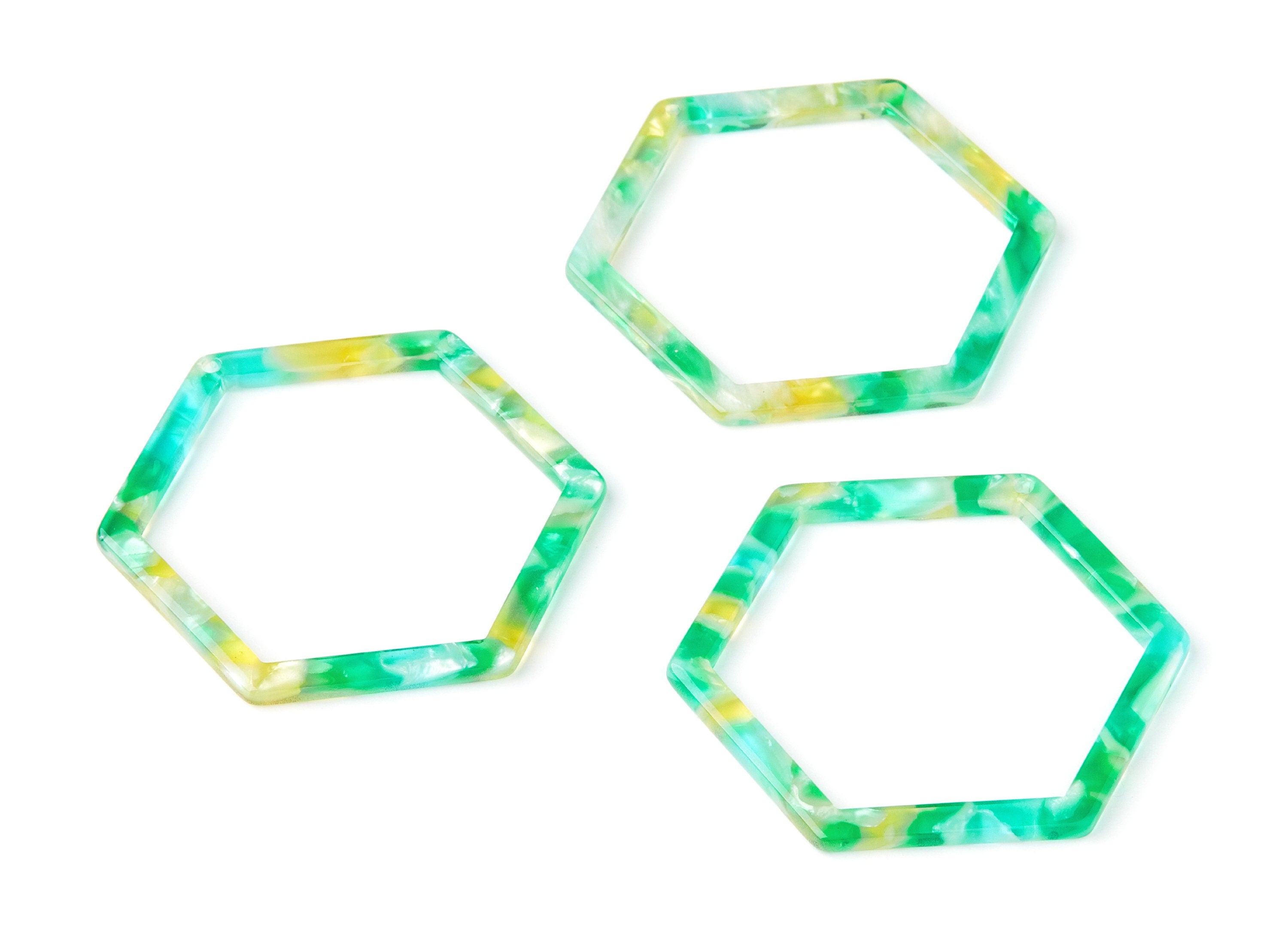 Acetate Hexagon Earring Charms - Hexagon Pendant - Earring Findings - Jewelry Supplies - Color Code: A75 - 44.75x39.42x2.68mm - AC1125K - DOMEDBAZAAR