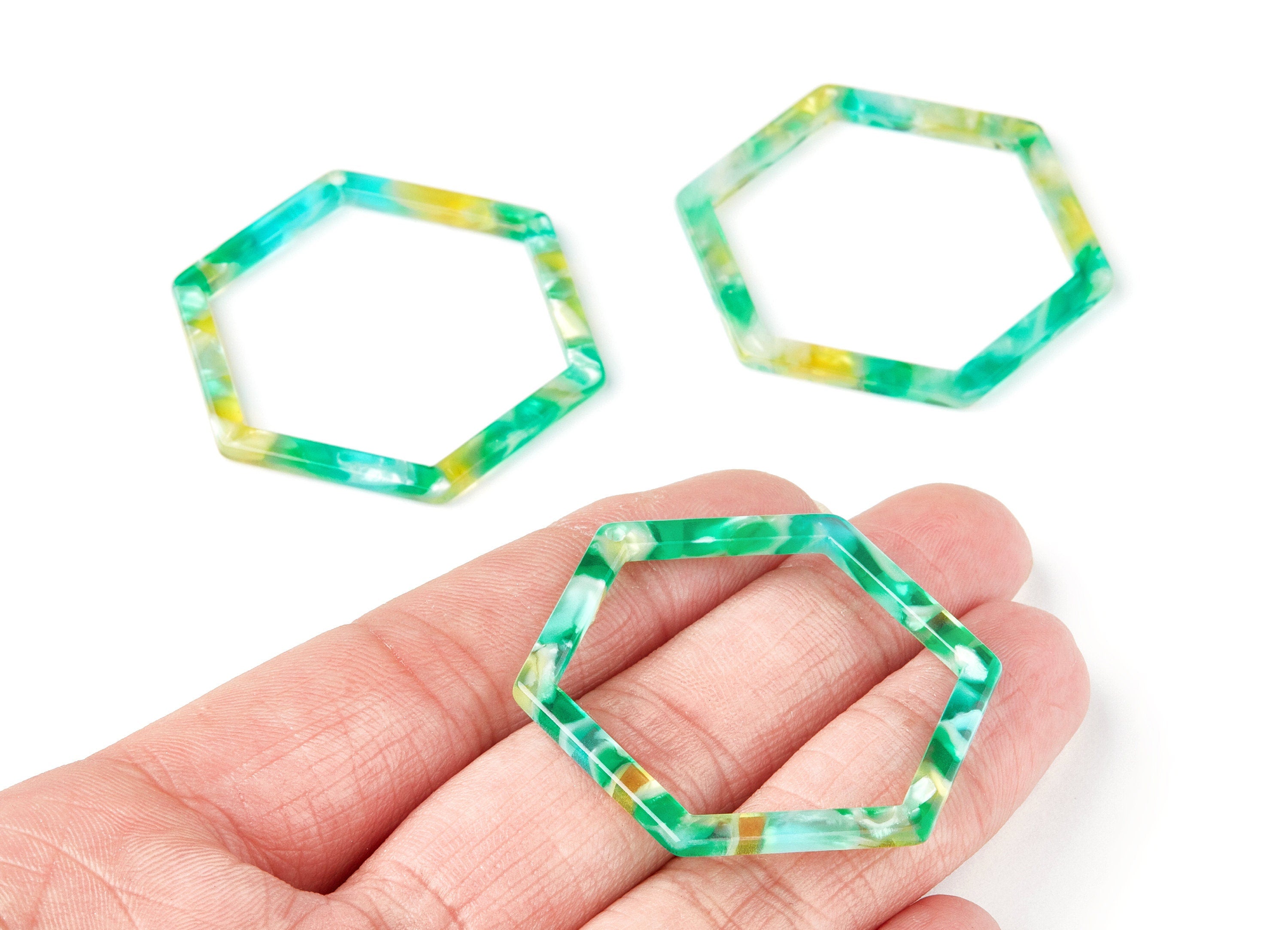 Acetate Hexagon Earring Charms - Hexagon Pendant - Earring Findings - Jewelry Supplies - Color Code: A75 - 44.75x39.42x2.68mm - AC1125K - DOMEDBAZAAR