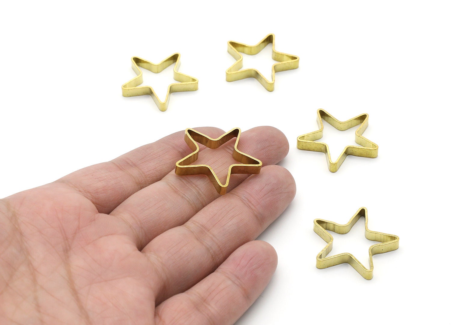 Brass Star Charms - Star Shaped Raw Brass Pendant - Jewelry Supplies - 28,6x28,6x4,16mm - PP1396 - DOMEDBAZAAR