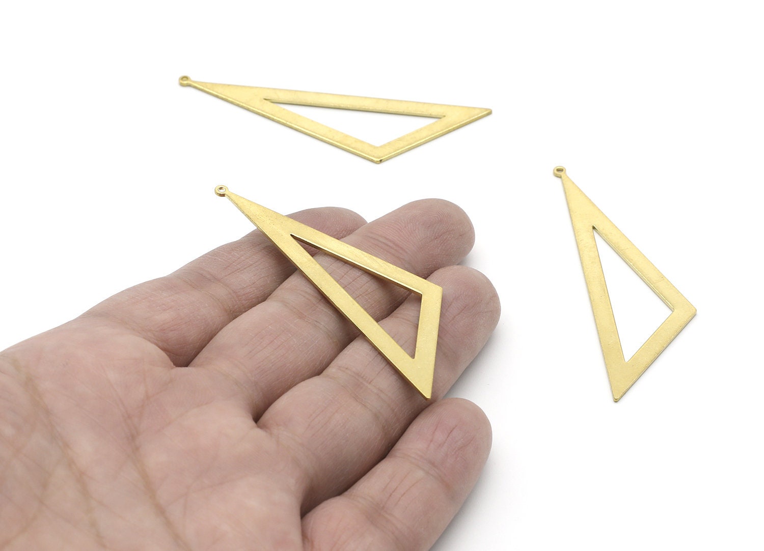 Brass Triangle Charms - Triangle Shpaed Raw Brass Connector - Geometric Charm - Jewelry Supplies - 66,38x19,59x1,06mm - PP1421 - DOMEDBAZAAR