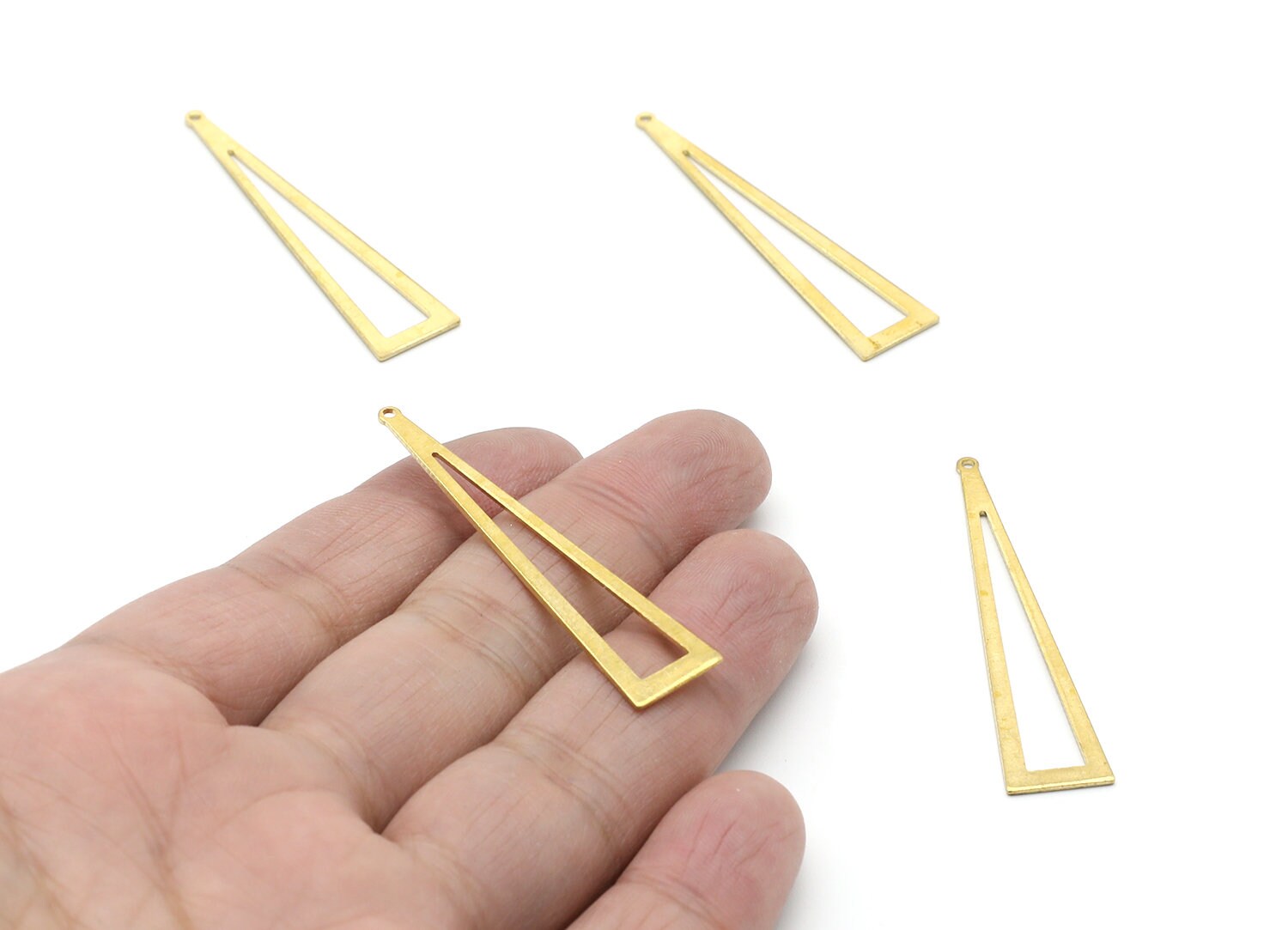 Brass Triangle Charms - Triangle Shpaed Raw Brass Connector - Geometric Charm - Jewelry Supplies - 50,21x11,4x0,84mm - PP1426 - DOMEDBAZAAR