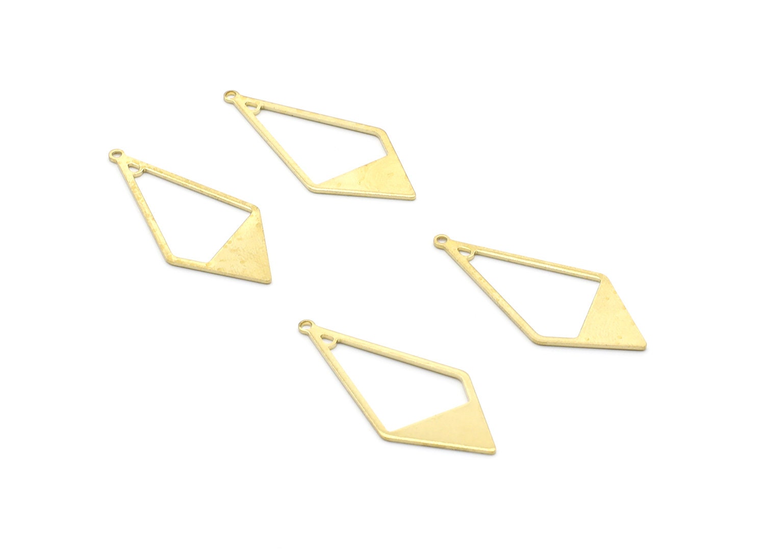 Brass Diamond Charms - Diamond Shaped Raw Brass Charms - Geometric Pendant - Jewelry Supplies - 35,98x16,47x0,84mm - PP1431 - DOMEDBAZAAR