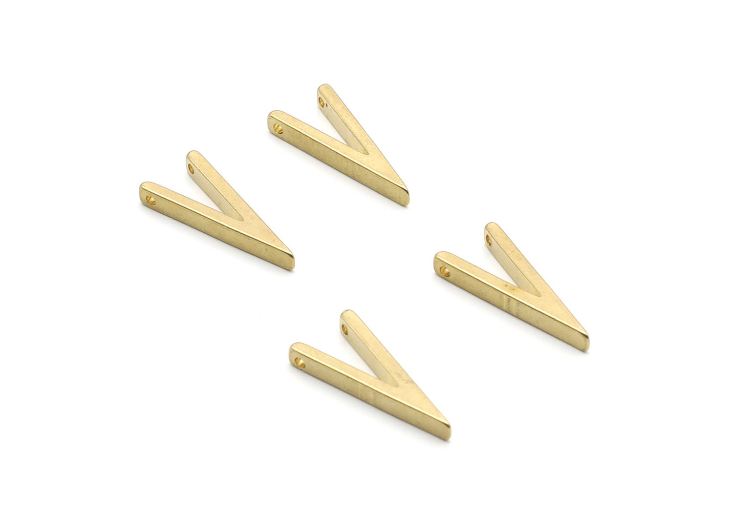 Brass V Charms - V Shaped Raw Brass Charms with 2 Holes - Geometric Pendant - Jewelry Supplies - 24,26x10,6x1,95mm- PP1427 - DOMEDBAZAAR