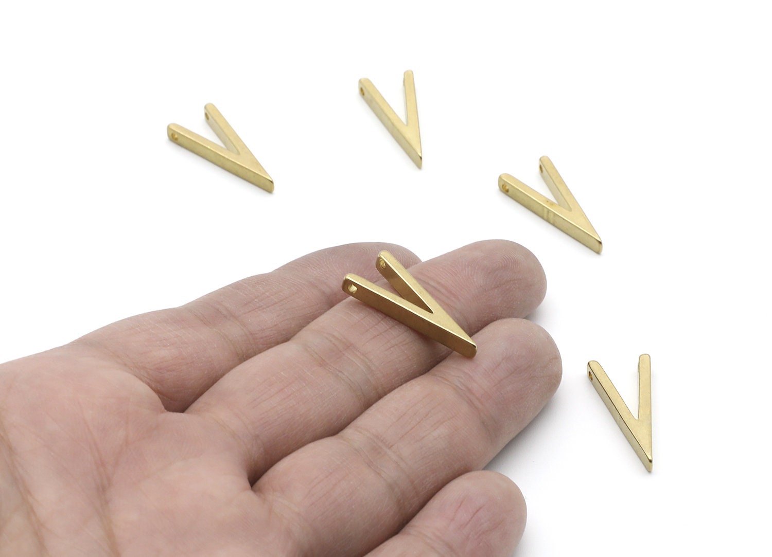 Brass V Charms - V Shaped Raw Brass Charms with 2 Holes - Geometric Pendant - Jewelry Supplies - 24,26x10,6x1,95mm- PP1427 - DOMEDBAZAAR